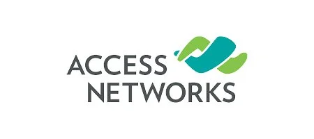 Access Networks logo with stylized green and blue interconnected lines.