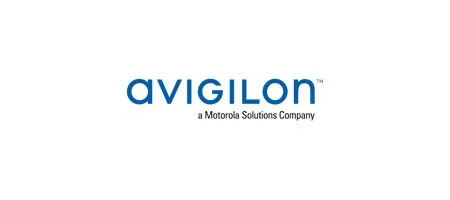 Avigilon logo with blue text and tagline 'a Motorola Solutions Company'