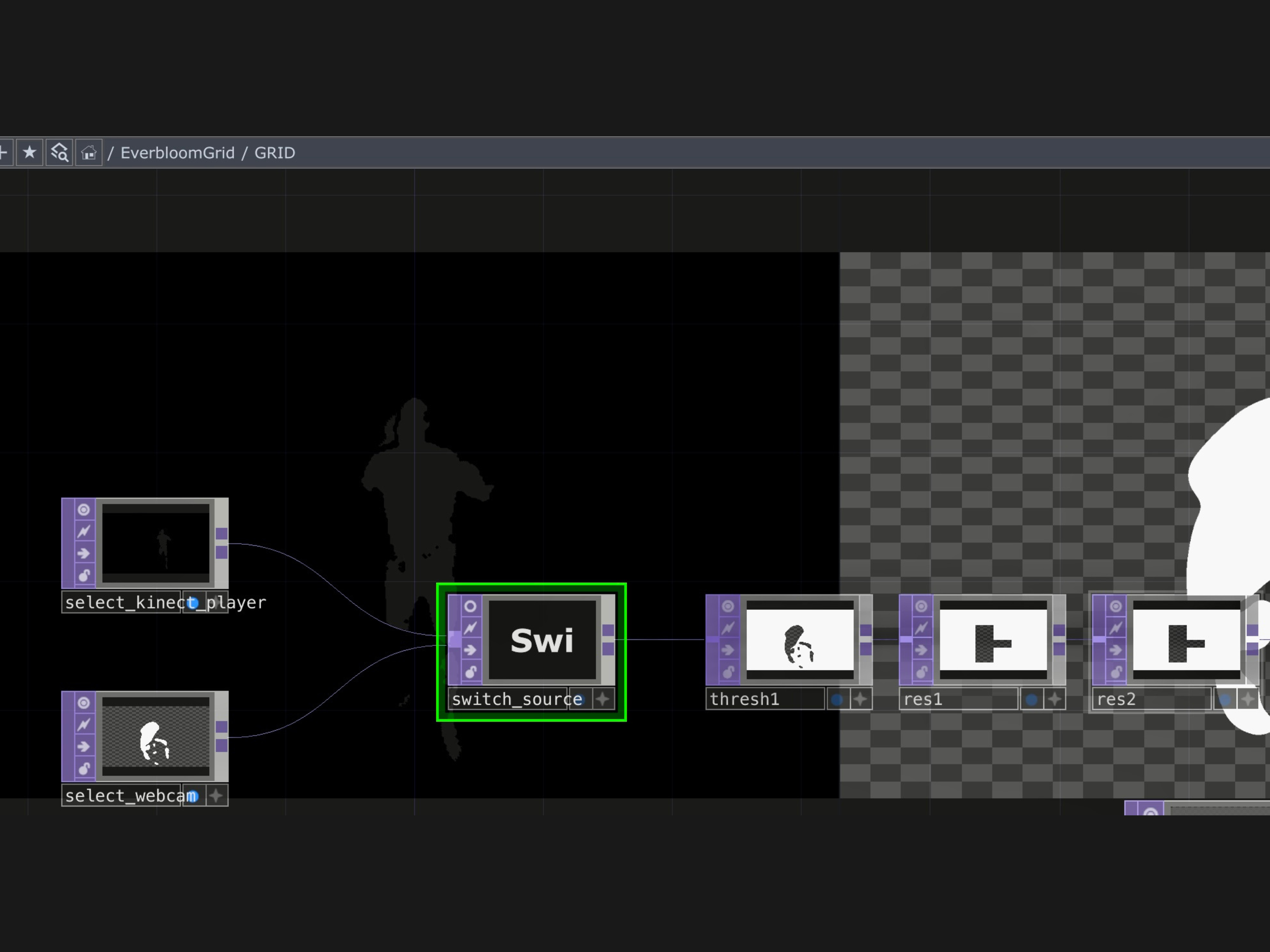 touchdesigner workflow for kinect motion capture and webcam