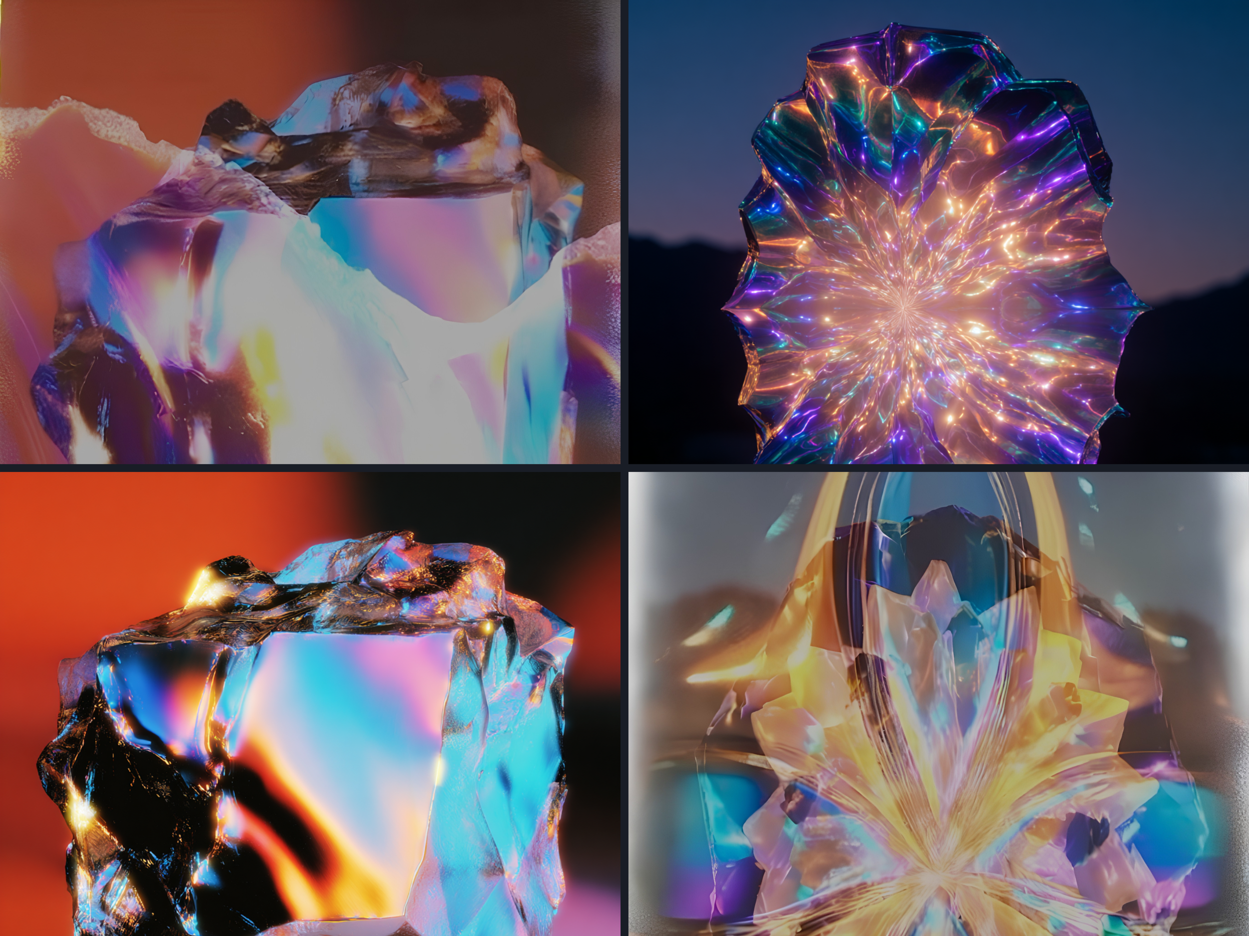 grid of crystal and geode visual samples and overlays