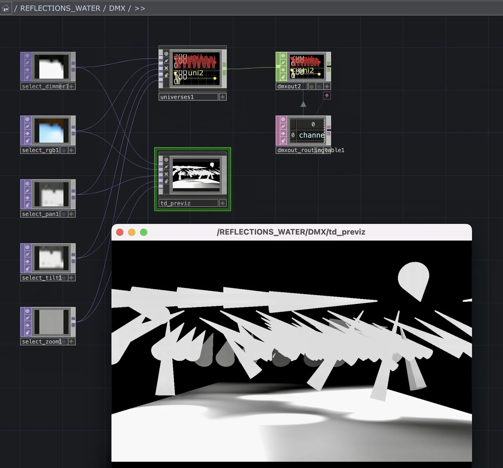 Reflections, Water Touch Designer Previz