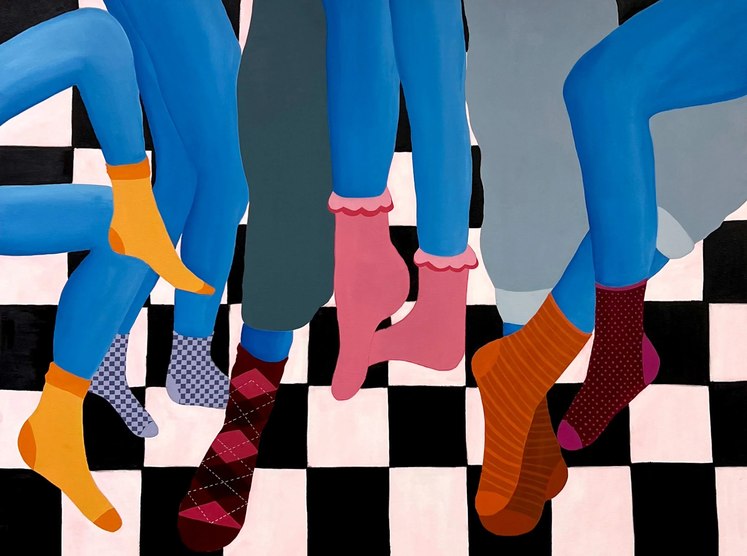 "Blue Man Crew Socks"
2025
36x48
Acrylic, paint marker, and oil stick on canvas