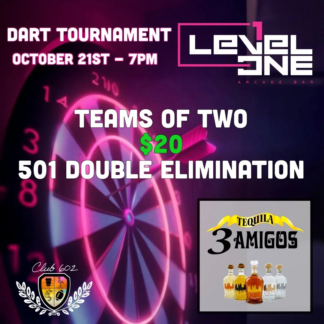 Get ready to aim for the bullseye! 🎯

Grab a partner and join us for a special one-off Club 602 Doubles Darts Tournament at the awesome Level One Arcade Bar!

Huge shout-out to our incredible sponsor, 3Amigos Tequila, for powering this awesome night