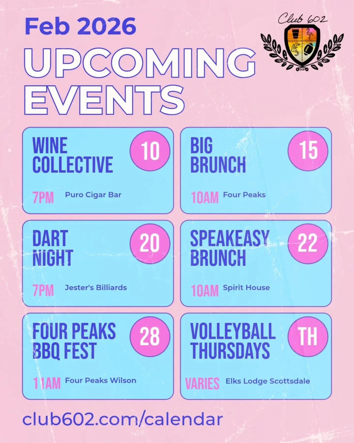 February is here. 🗓️🚀

The first month of the year was a warm-up. Now we are in full swing. Here is the lineup for the month:

🍷 Tuesday, Feb 10: 602 Wine Collective

We are back at @purocigarbar for our monthly residency. New bottles, great conve