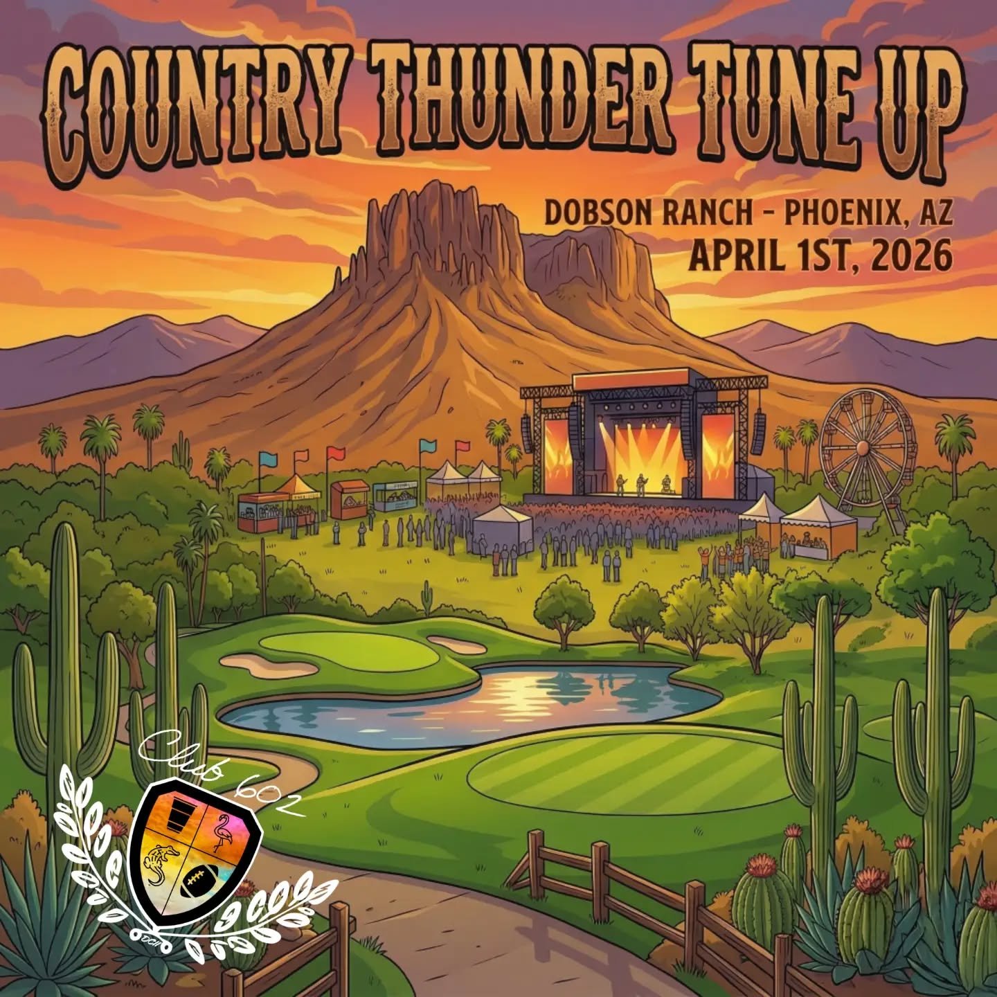 Dust off the boots. We&rsquo;re getting ready for festival season. 🤠🍻

Before the madness in Florence begins, we are hosting the official Club 602 Country Thunder Tune Up. We are taking over the greens at Dobson Ranch for a night of country music, 