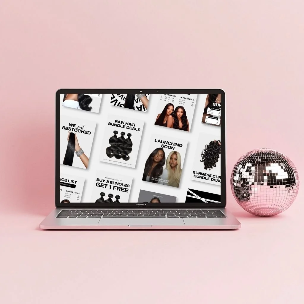 Hair Extension Vendor Beauty Business Editable Canva Social Media Instagram Templates