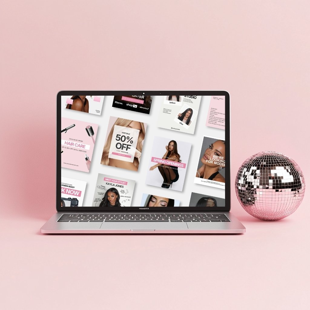 Pink Hairstyling Salon Beauty Business Editable Canva Social Media Instagram Templates