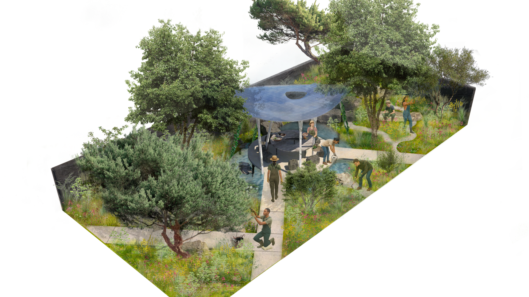 Design visual for Eden Projects 'Bring Me Sunshine Garden' to feature at Chelsea Flower Show 2026 and Eden Project Morecambe. Client - Harry Holding Studio