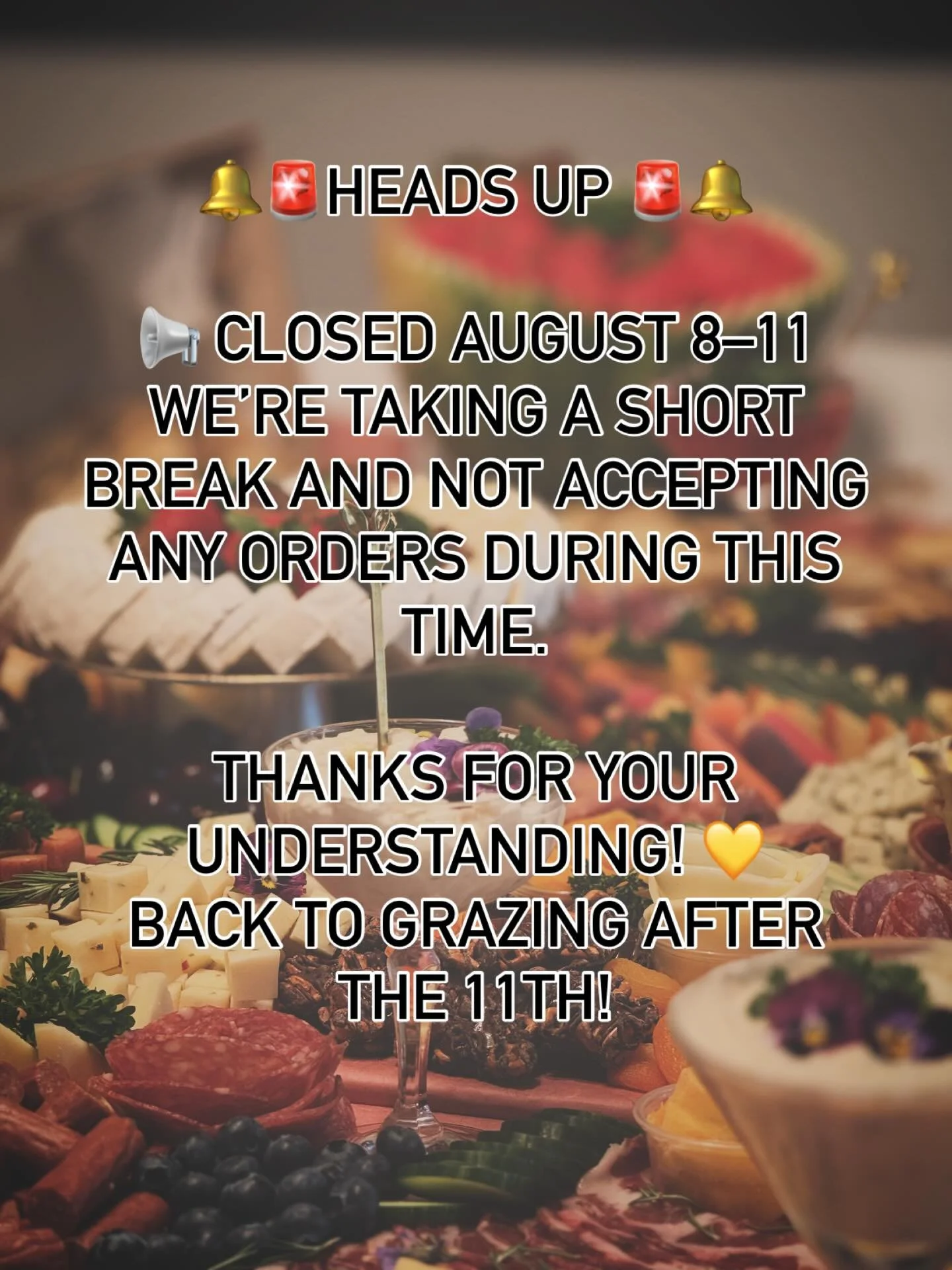 📣 Heads Up! We&rsquo;re Taking a Short Break 📣

Just a reminder that we will be CLOSED from August 8th to 11th and will not be taking any orders during this time.

Thank you for your understanding and continued support! 💛
We&rsquo;ll be back and r
