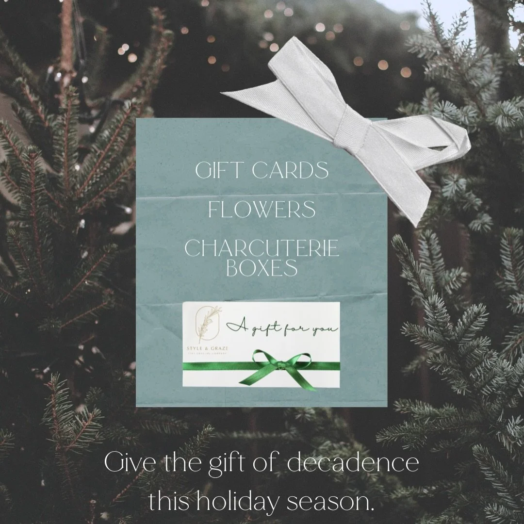 Carousel Post:

Holiday gifting made simple.

A few favourite picks available at Style &amp; Graze:

Gift Cards: flexible for anyone on your list - especially teacher and child care providers! 

Flowers : fresh, seasonal arrangements.

Box &amp; Flow