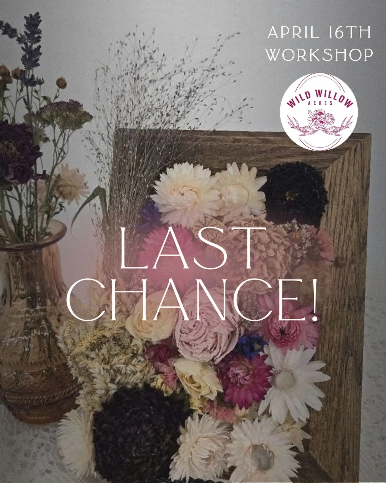 Last chance to grab your tickets for @wildwillowacres Dried Flower Frame workshop at @yxe_styleandgraze on April 16 🌸

Create your own beautiful, one-of-a-kind piece using real dried blooms - the perfect girls&rsquo; night, date night, or creative e