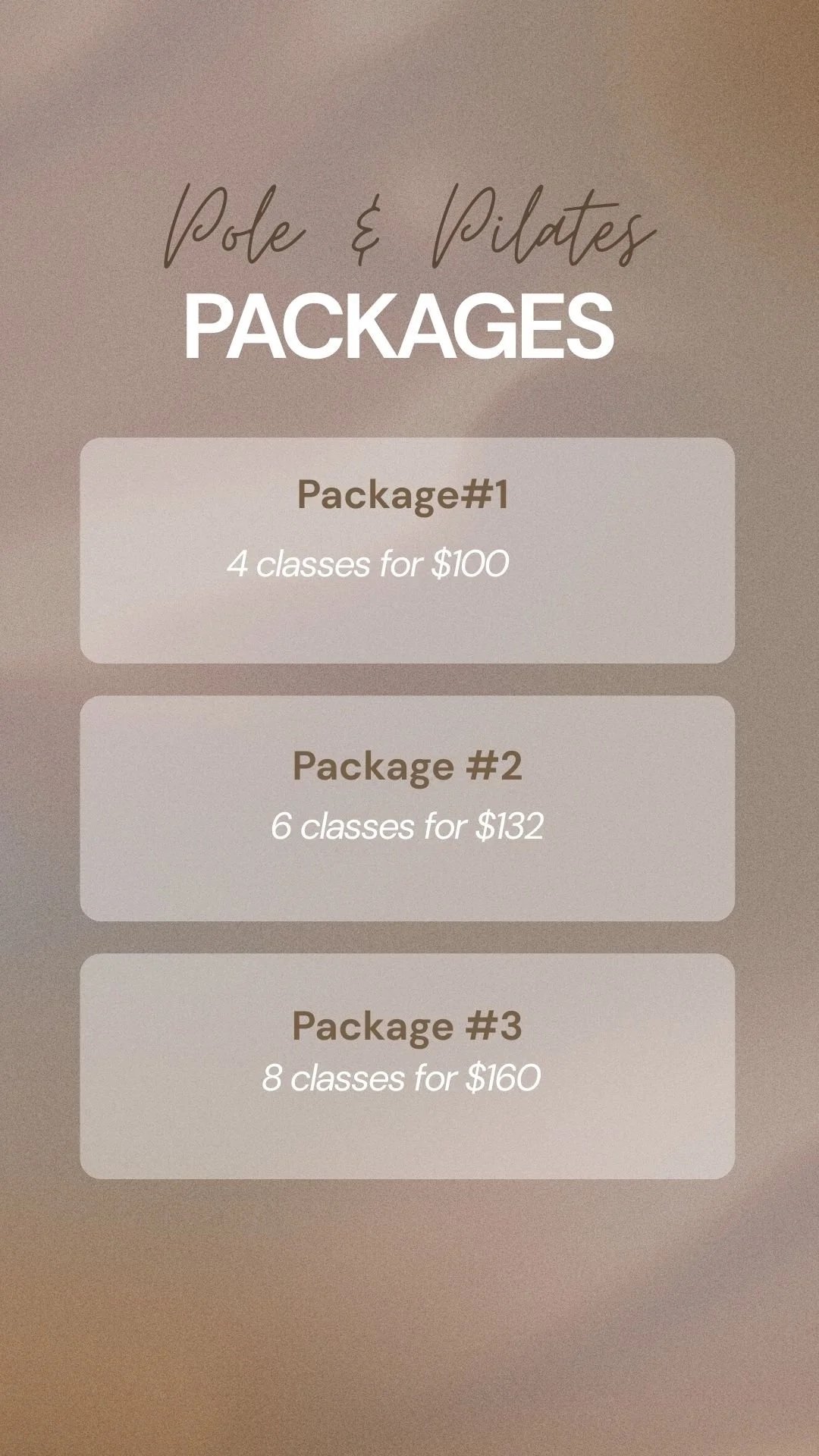 Pole & Pilates Class Packages