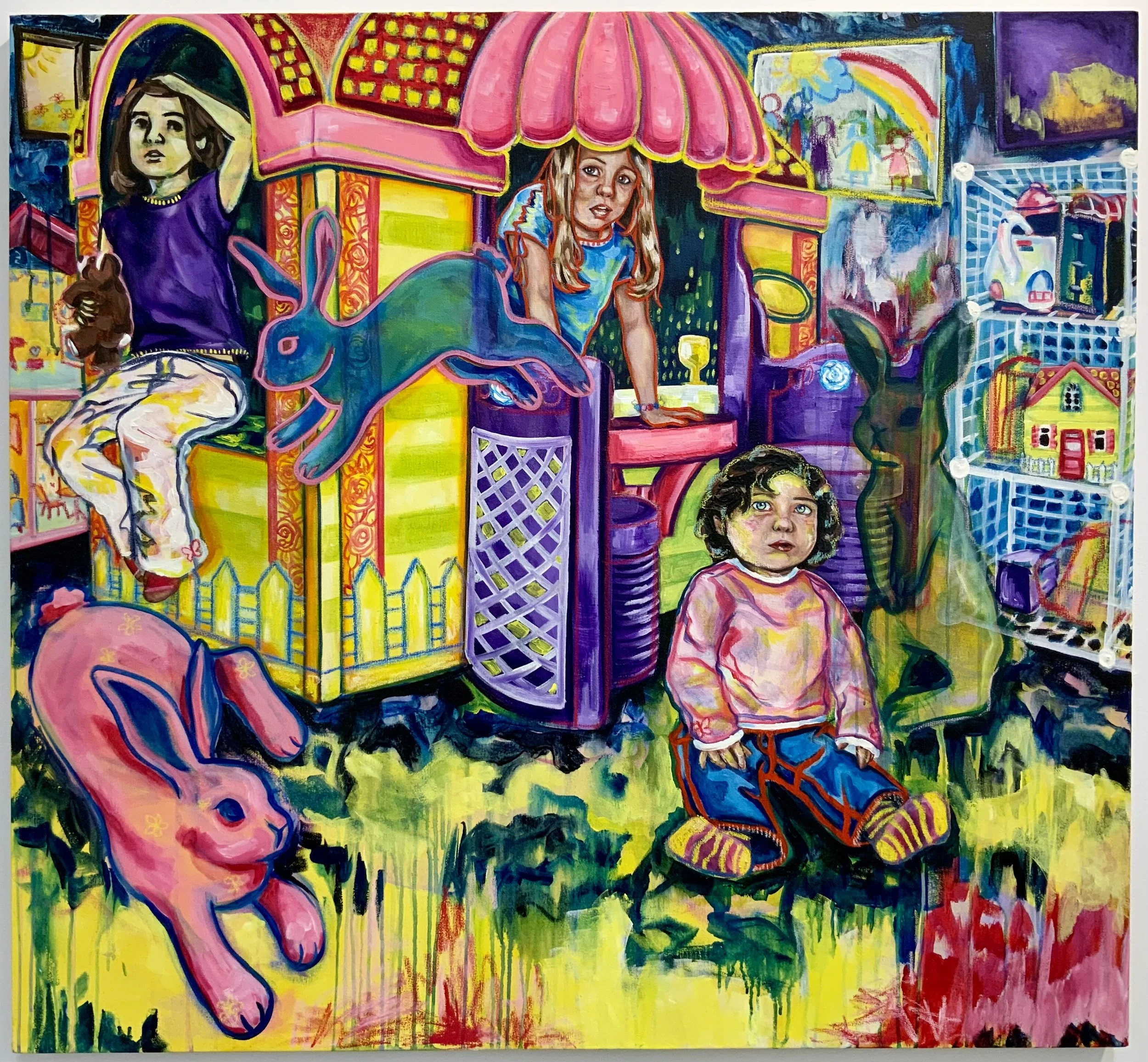 Playroom, 2023. Acrylic on canvas — 44.5 x 48 in.