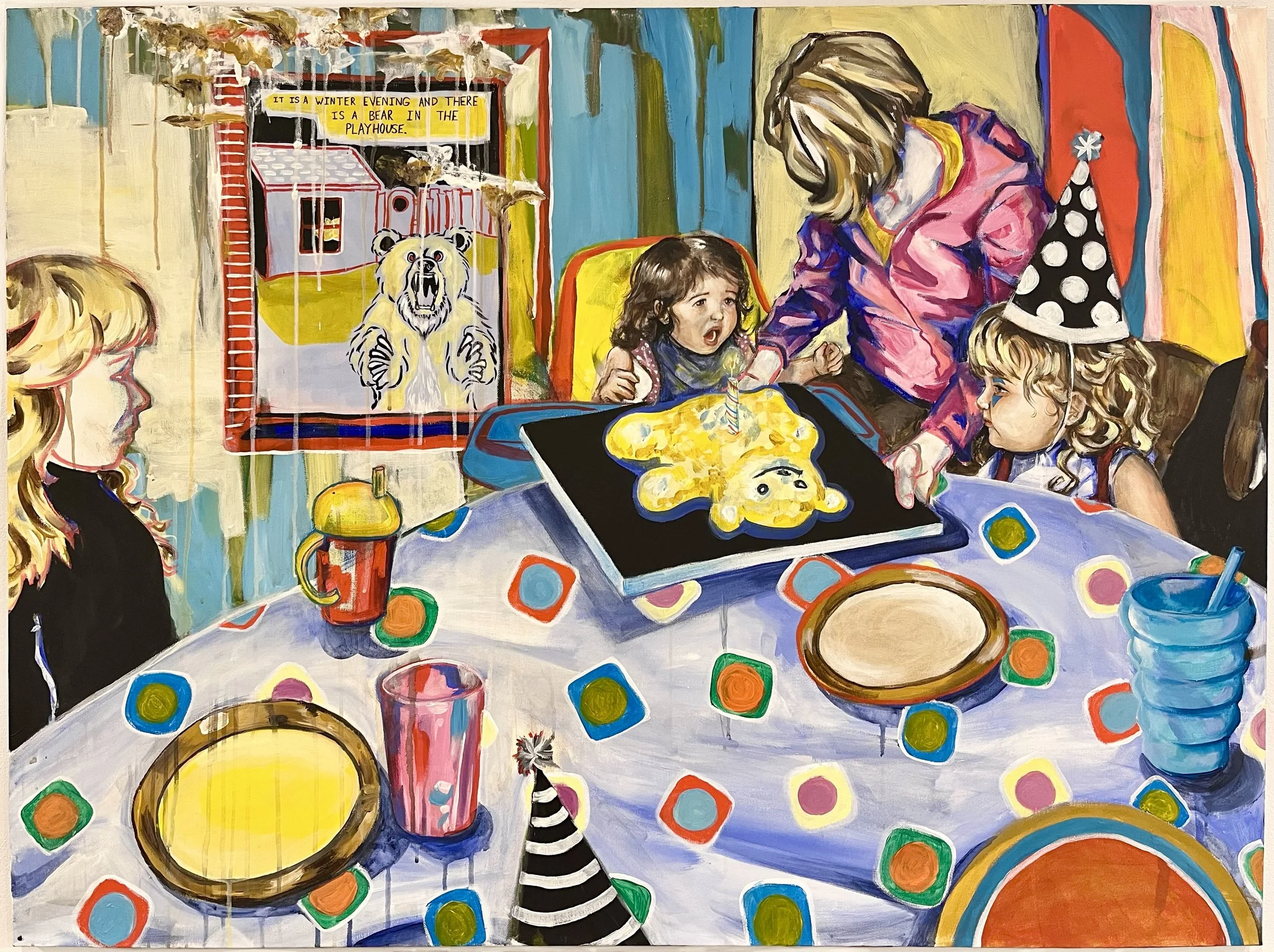 Gone Creatures: Playhouse, 2022. Acrylic on canvas — 36 x 48 in.