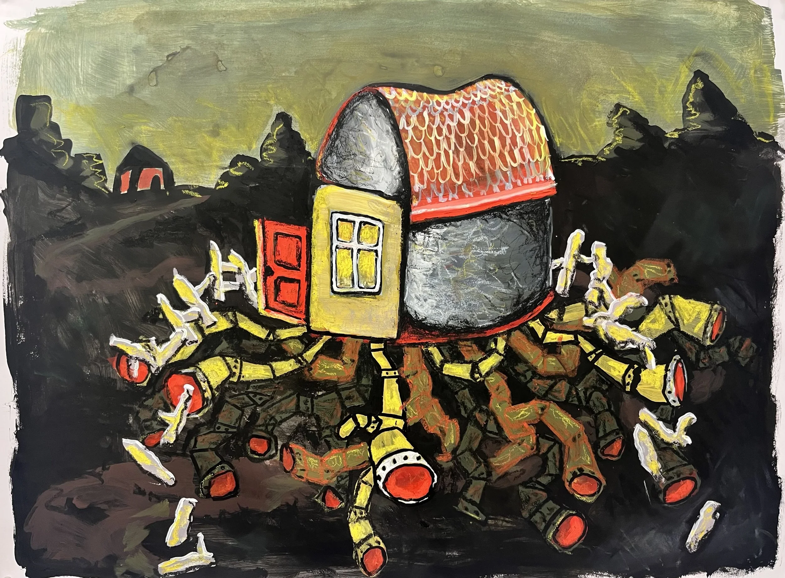 Malignant, 2025. Mixed media on paper — 20 x 26 in.