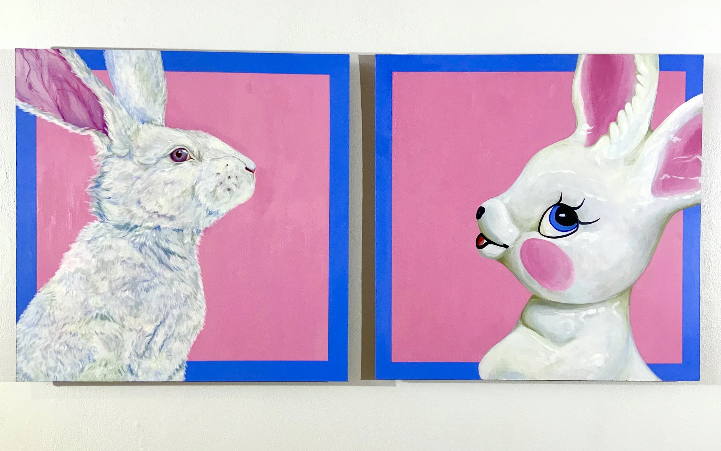 Lolita, Prey, 2024. Acrylic on wood panel, 24 x 24 in. each