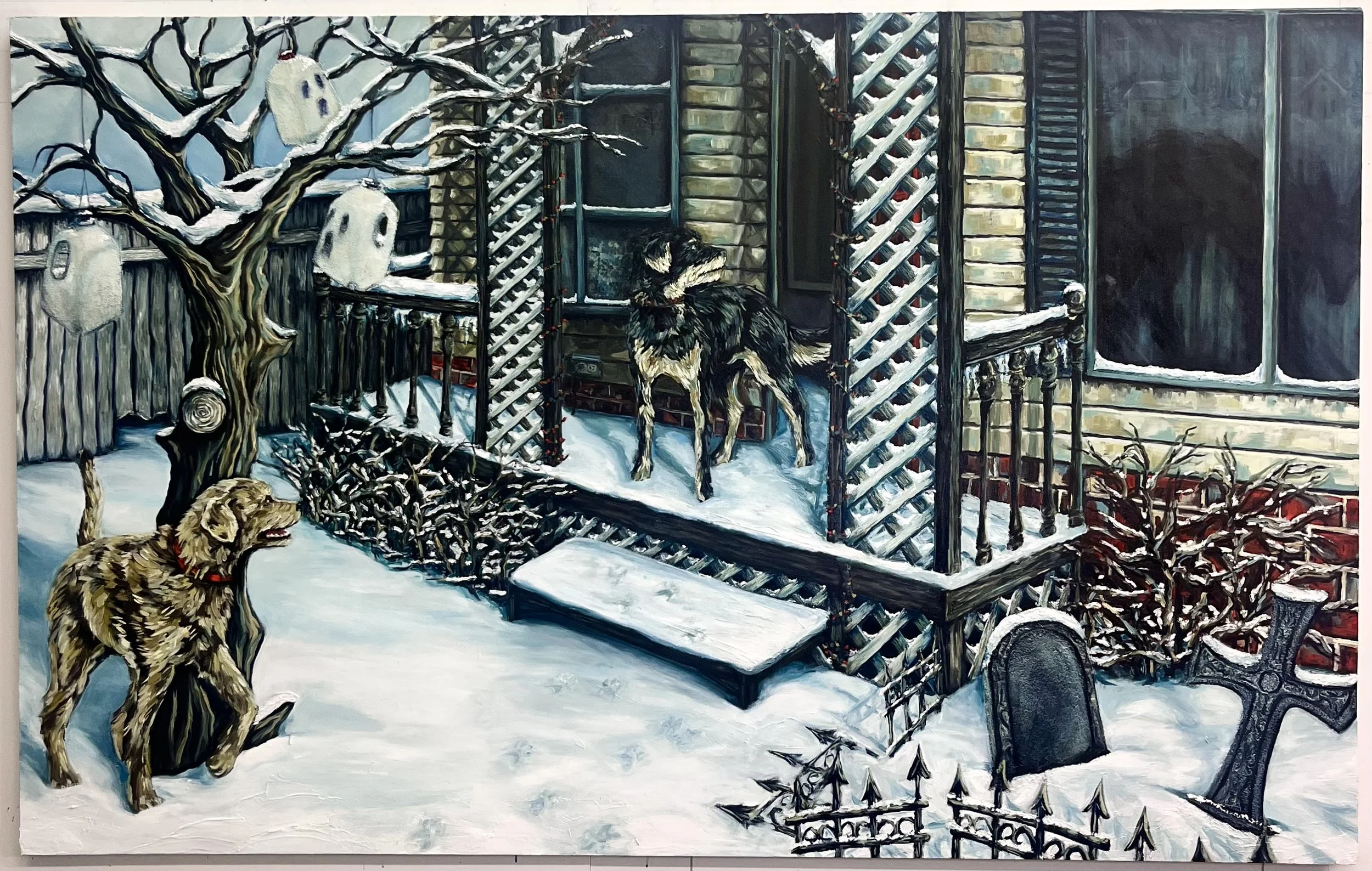 Winter's Wraith, 2026. Oil and acrylic on canvas  — 54 x 86 in.