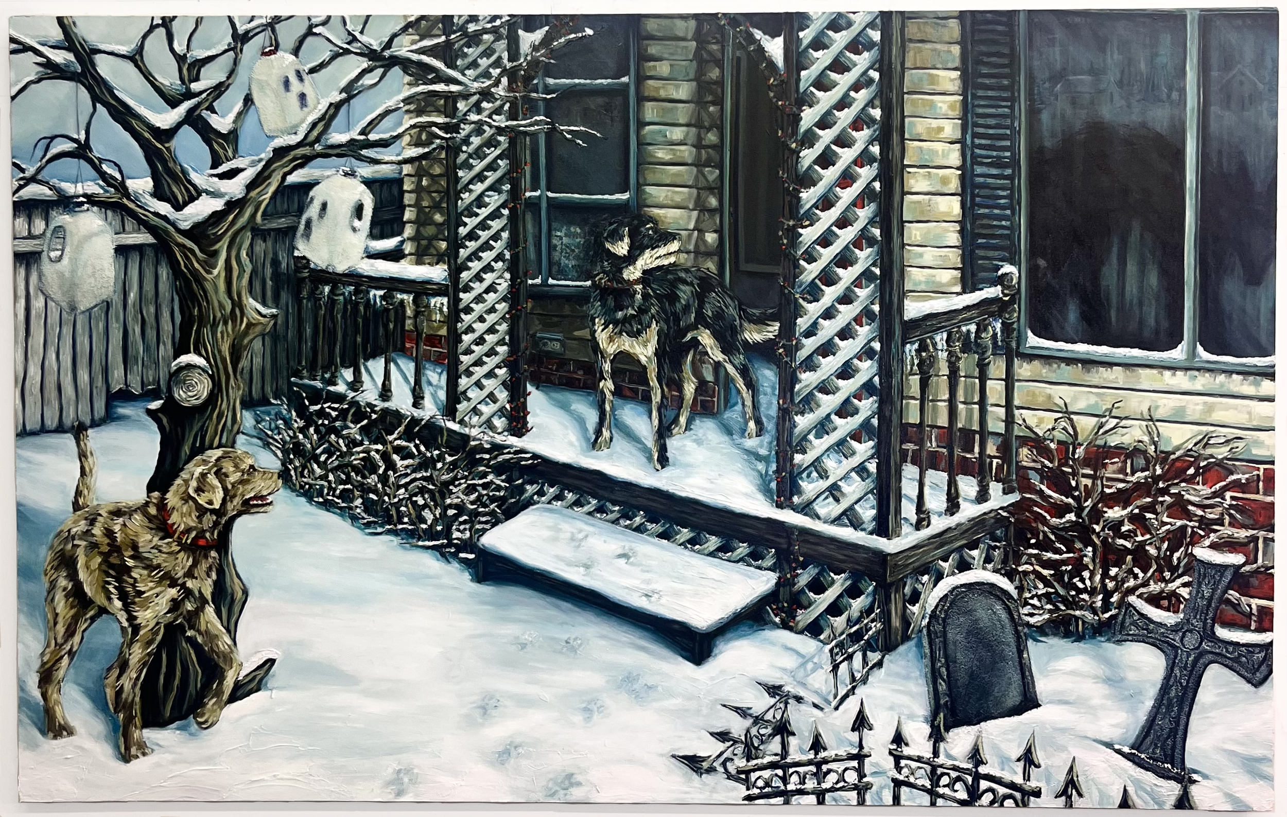 Winter's Wraith, 2026. Oil and acrylic on canvas — 54 x 86 in.