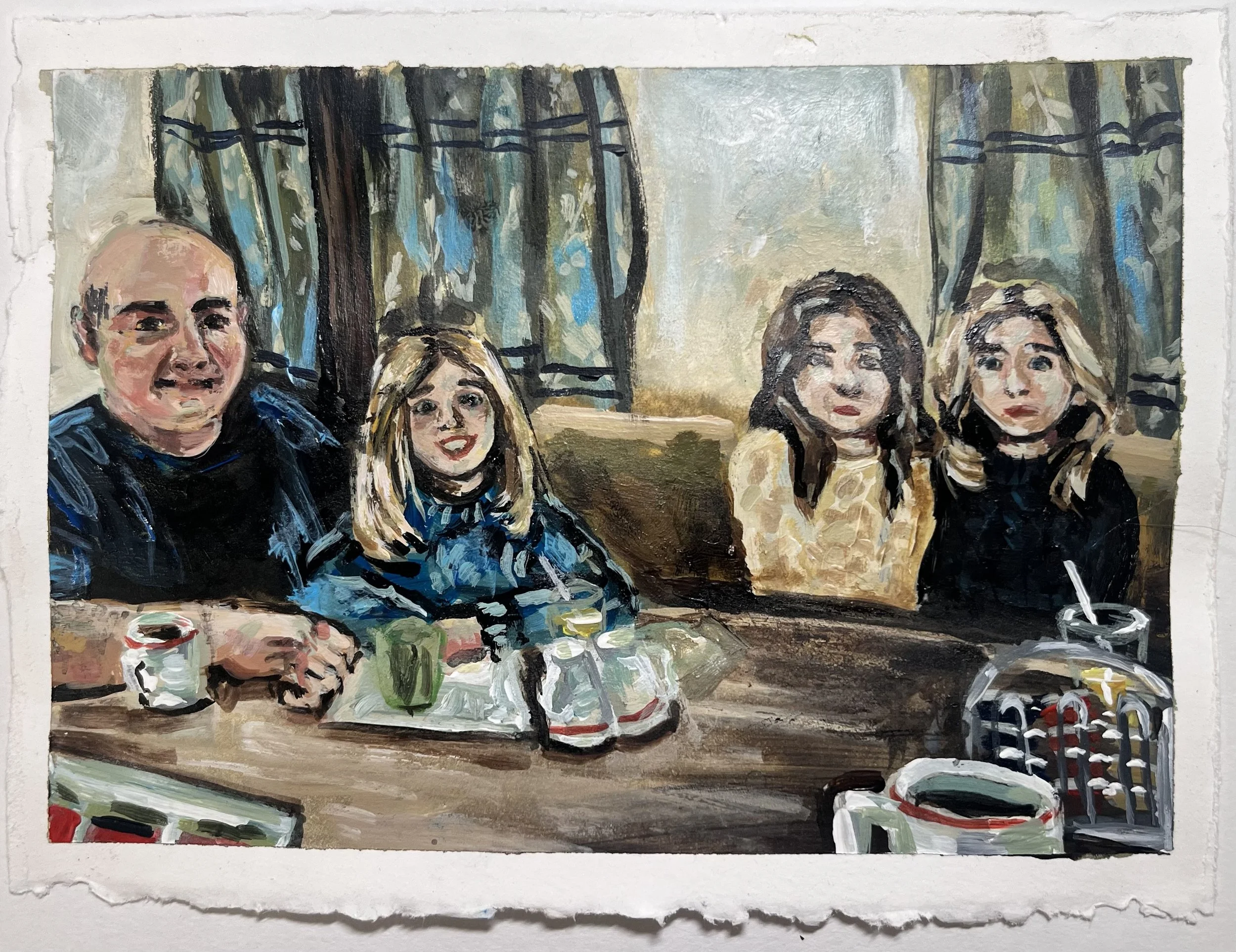 Diner, 2026. Acrylic on paper — 5.5 x 7.5 in.