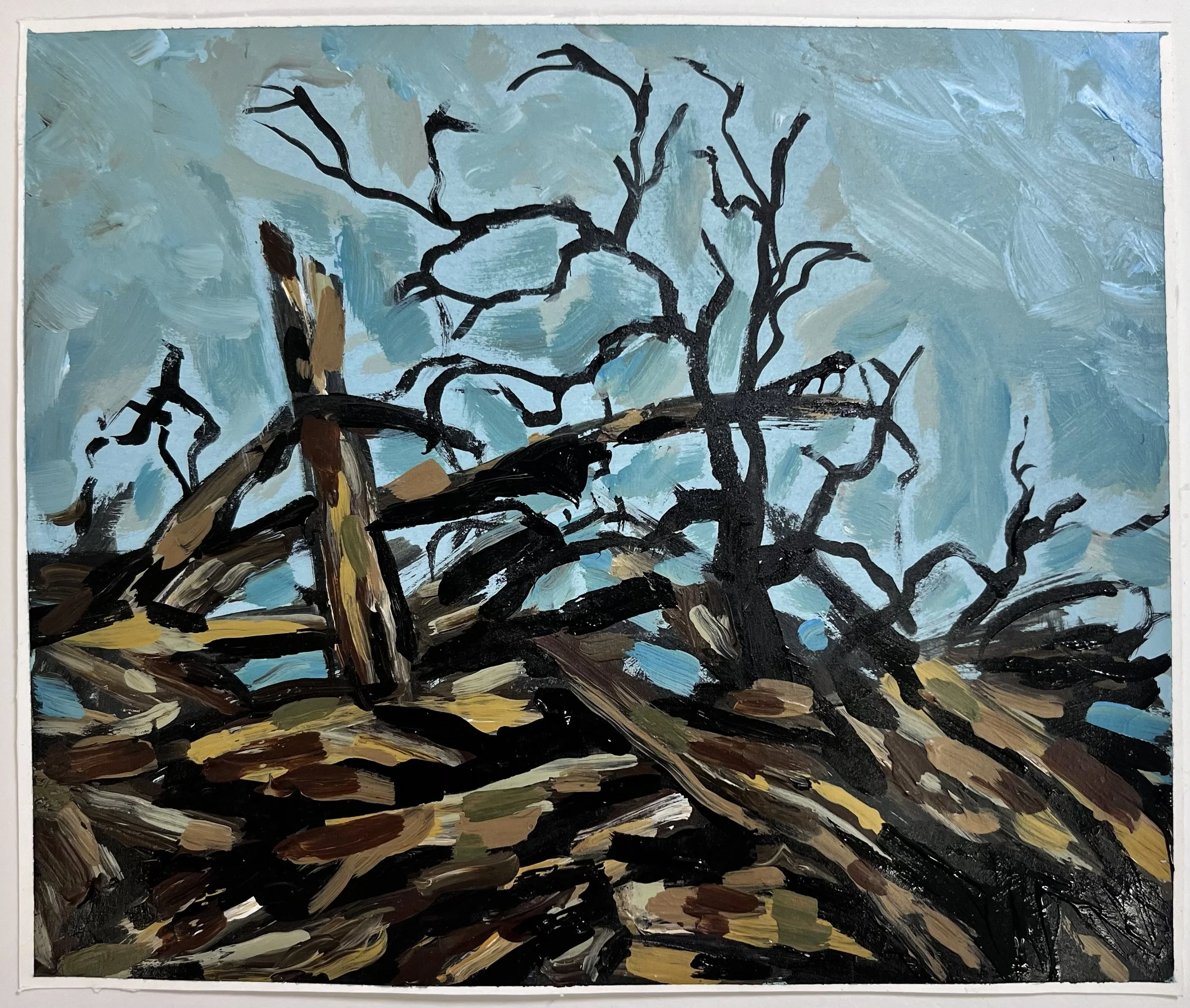 Pile, 2026. Acrylic on paper — 6.8 x 8.1 in.
