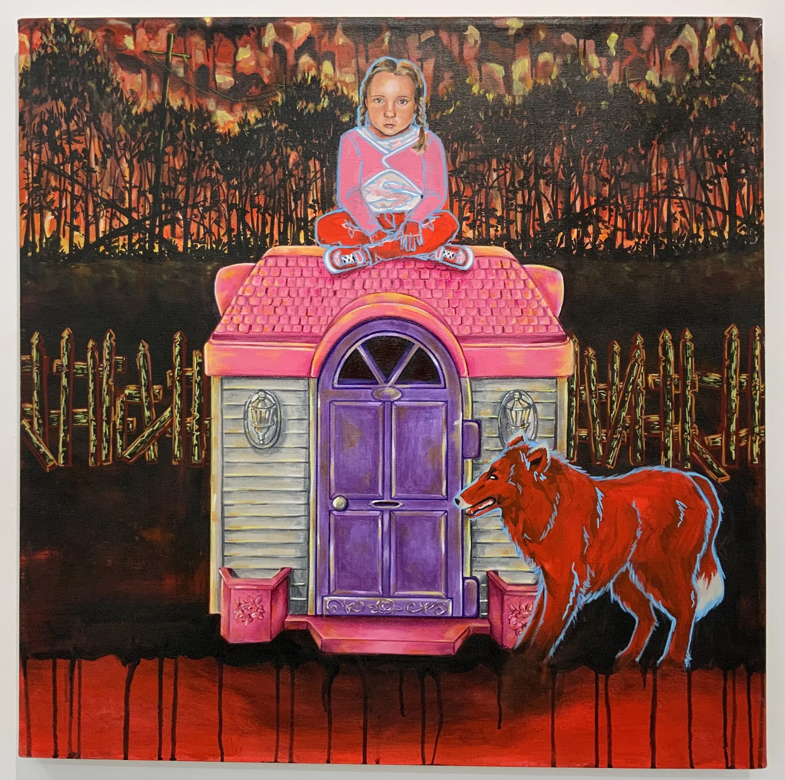 Her House, 2023. Acrylic and marker on canvas — 36 x 36 in.
