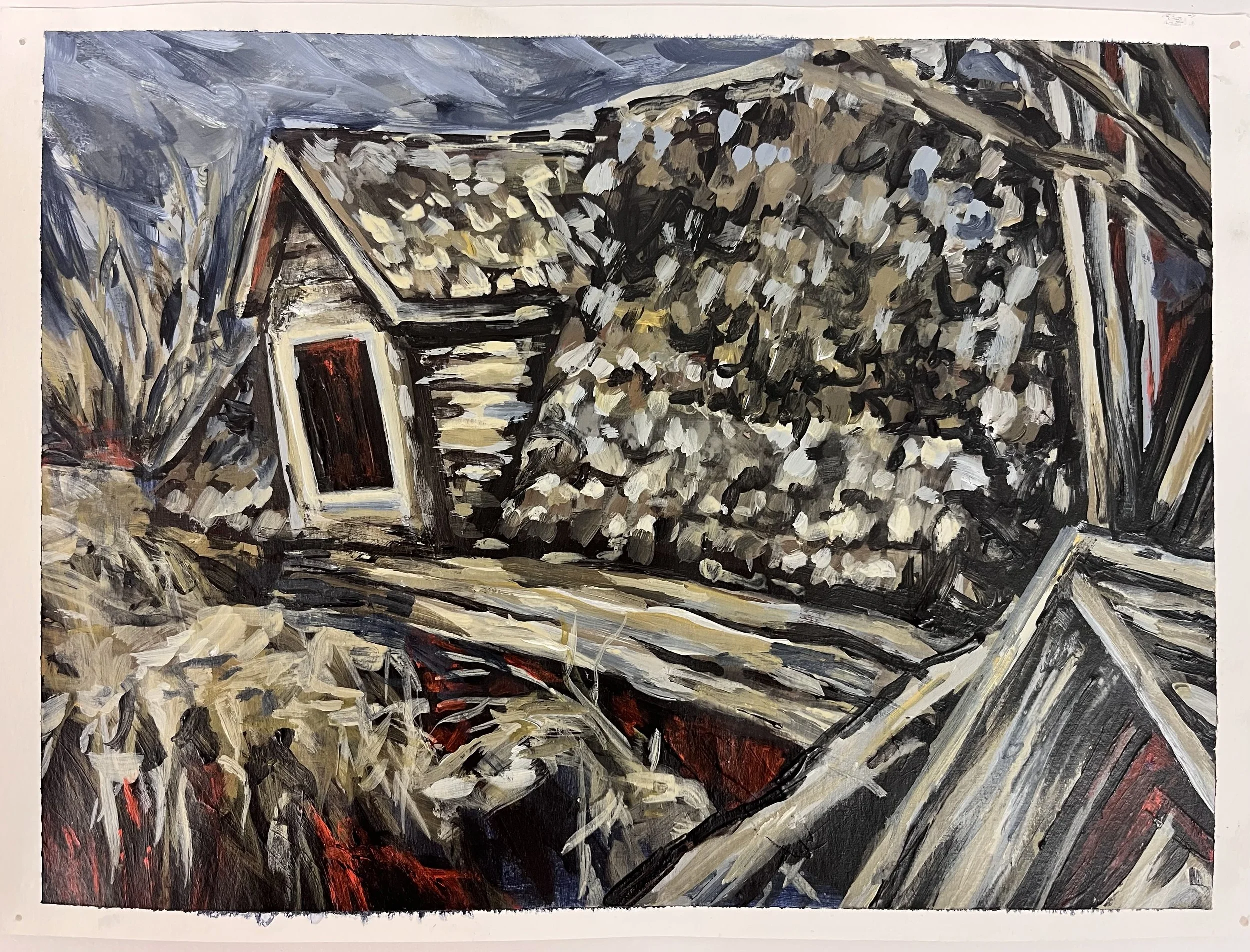 Prairie Home, 2026. Acrylic on paper — 18 x 11 in.