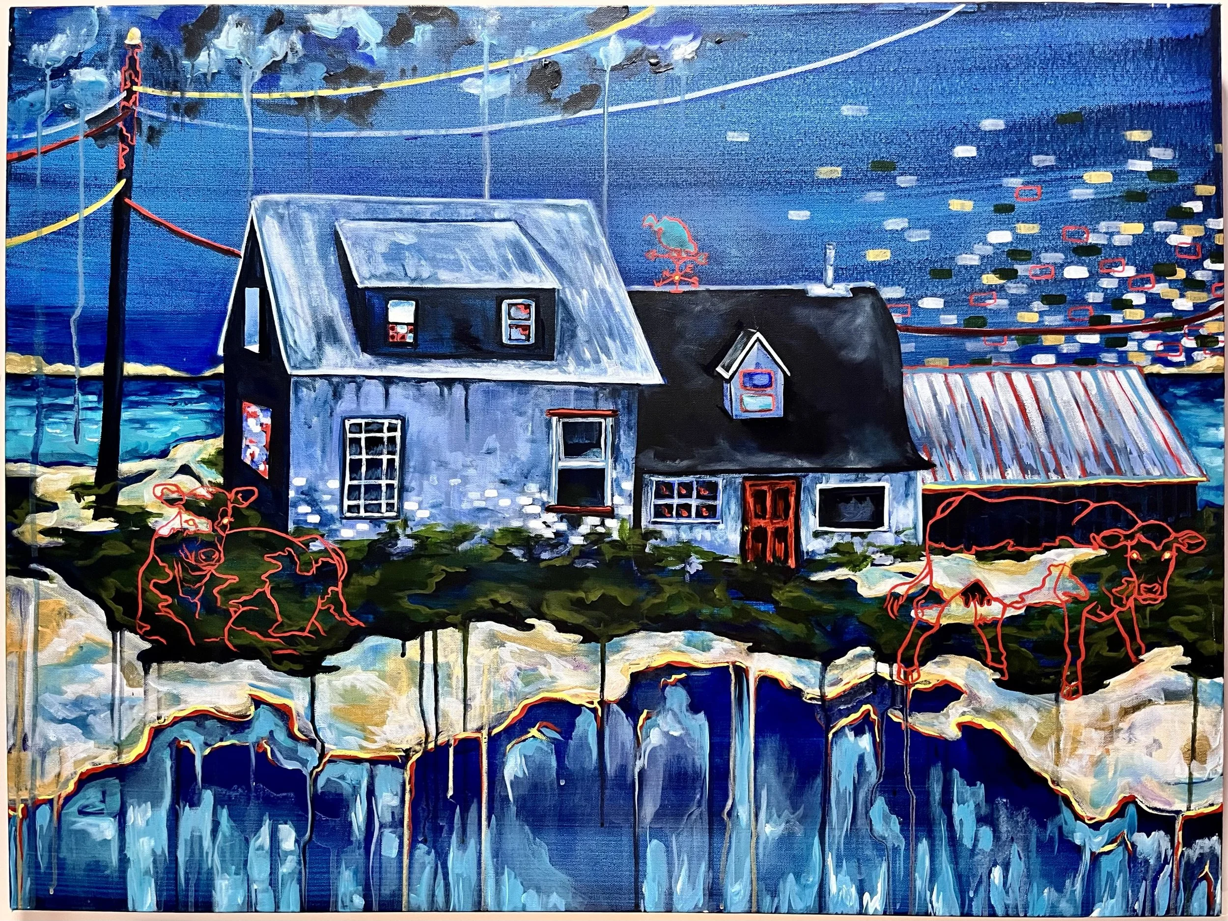 Oceanside Funeral Home, 2024. Acrylic on canvas — 30 x 40 in.