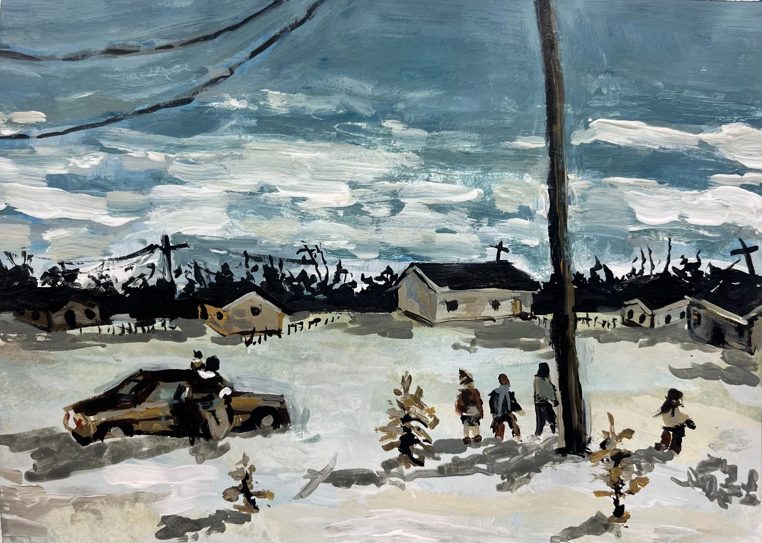 Winter Sky, 2026. Acrylic on paper — 7.5 x 10 in.