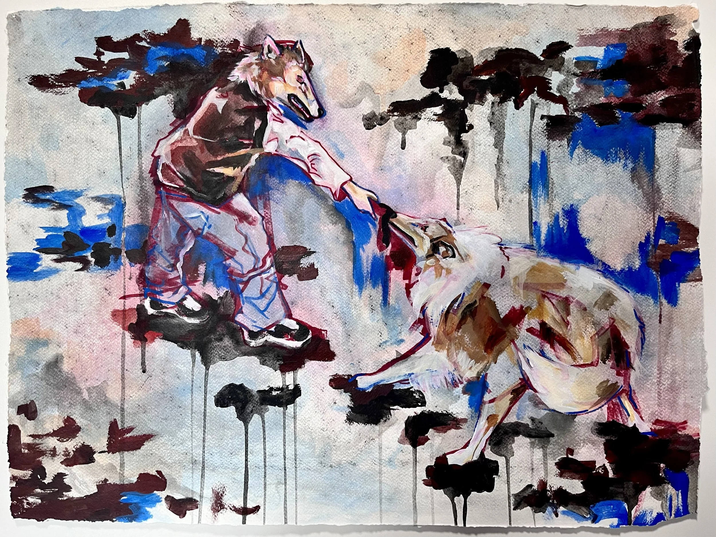 Rough Collies, 2023. Mixed media on paper — 18.5 x 22 in.