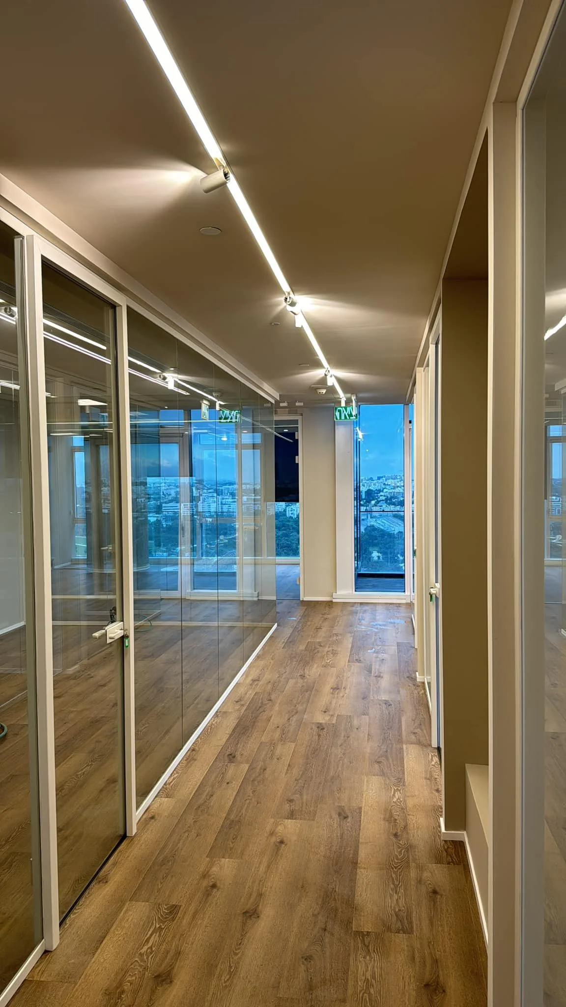 Professional Windowe Cleaning in a glass wall office.