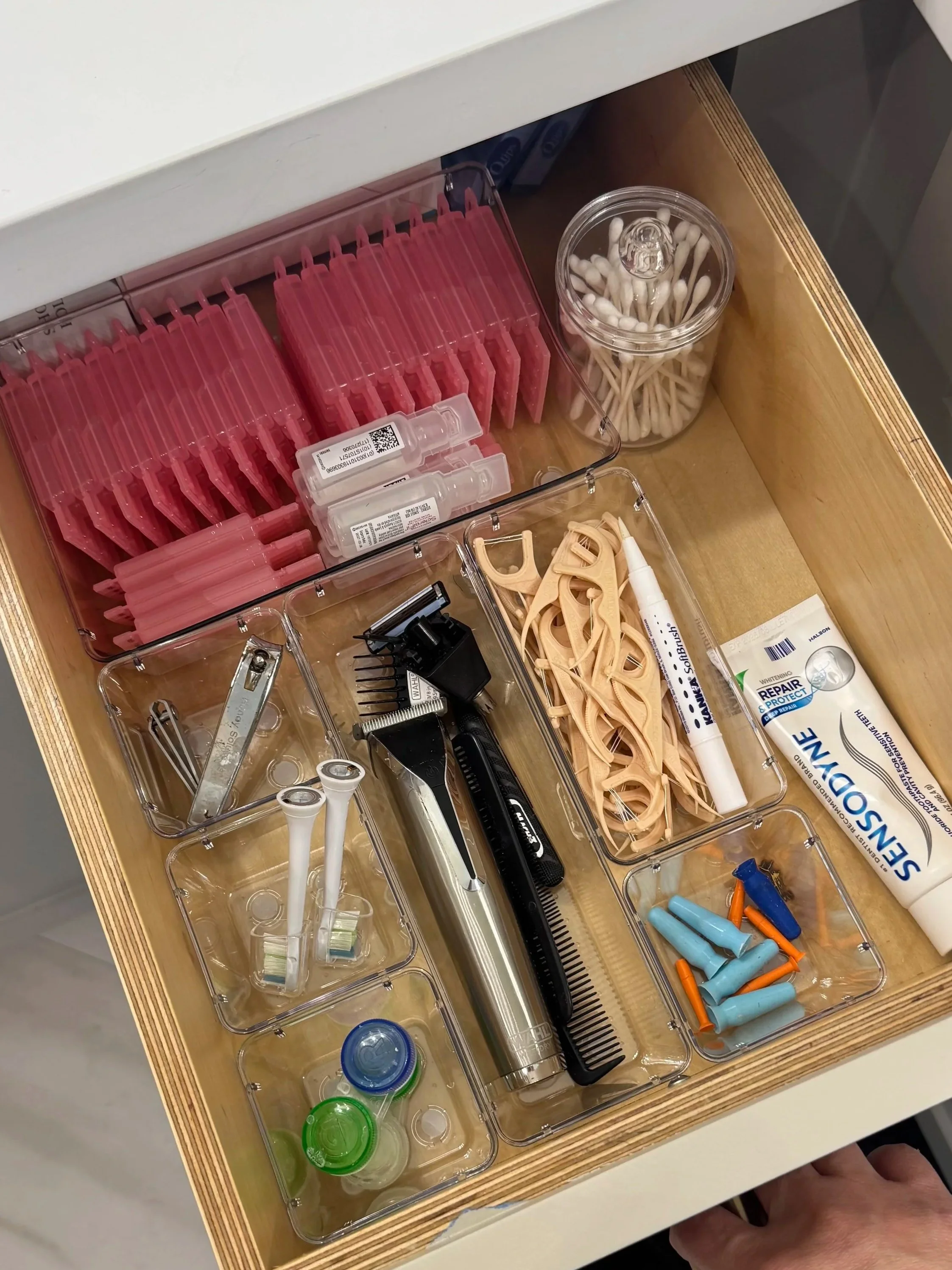 Fully organized bathroom drawers