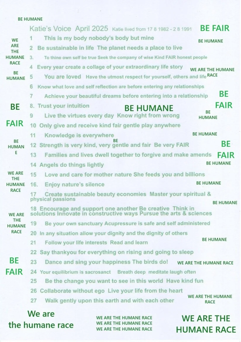 "Katie's Voice"     I belong    to the humane race