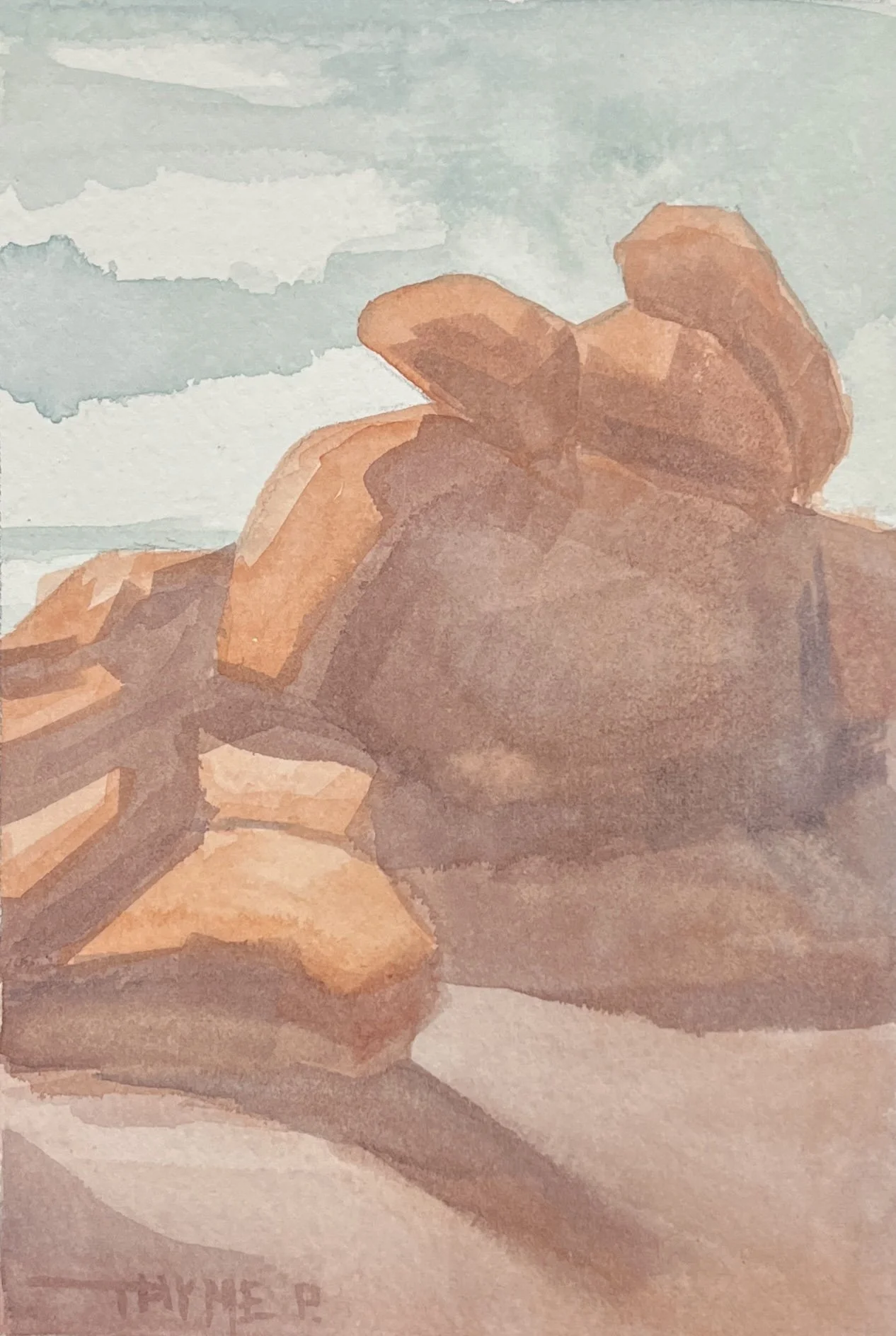 RED ROCK STUDY, Watercolor on Paper 4"x6"