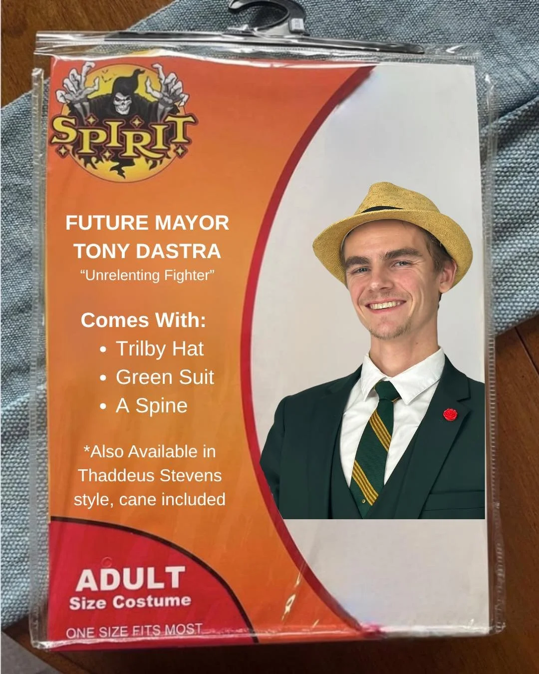 The costume only requires the spine, but we had to package it with items that don&rsquo;t sell as frequently to make space in inventory for next year&rsquo;s &ldquo;Mayor Dastra&rdquo; costume. 

(If you&rsquo;re seeing this before the end of the nig