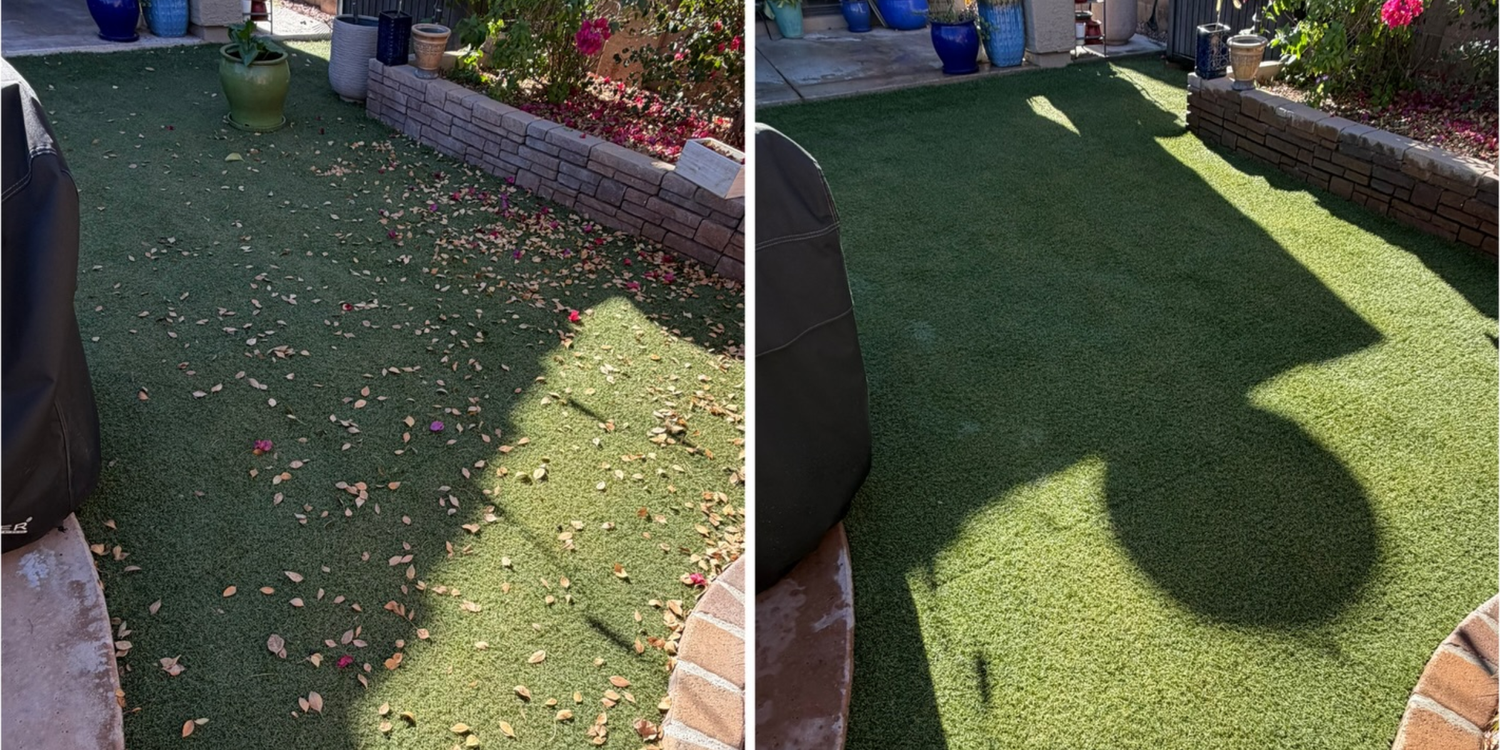 Before and after artificial turf cleaning in Vista, CA, Refresh package, 400 sq ft