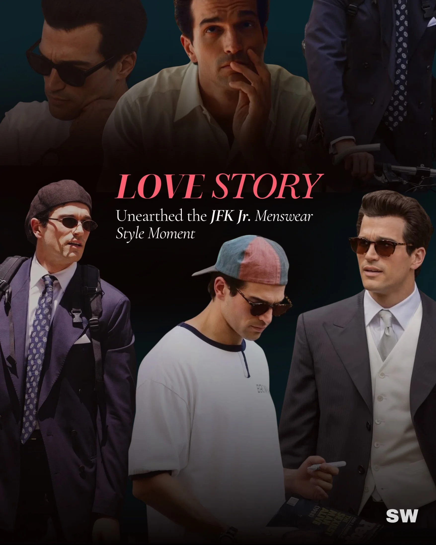 John F. Kennedy Jr. mixed Ivy League staples with everyday pieces in a way that felt deliberate&mdash;clean, structured suits, strong shoulders, proper trousers, offset with varsity caps, collegiate sweats, and worn‑in sneakers. It wasn&rsquo;t forma