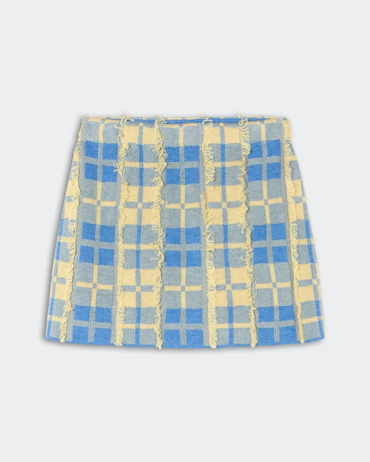 Guest in Residence Plaid Mini Skirt in Delft Blue and Butter