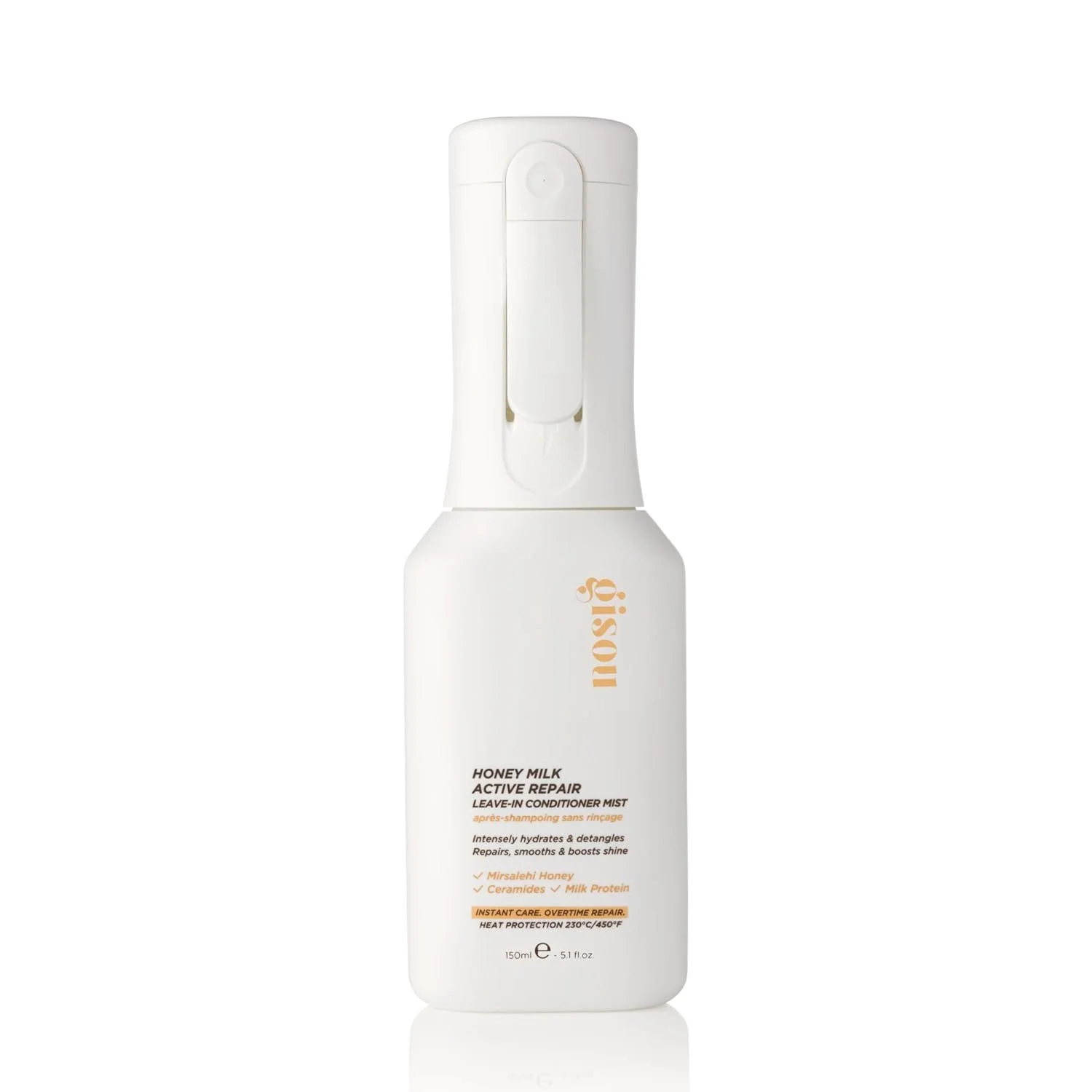 Gisou Honey Milk Active Repair Leave-In Conditioner Mist (5.1 Fl Oz) | Instantly detangles, hydrates, controls frizz, up to 450°F heat protection