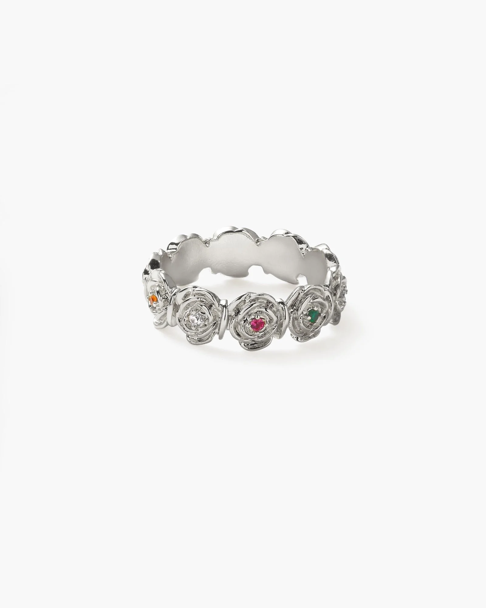 En Route Daisy Rose ring in silver, sculpted flower band