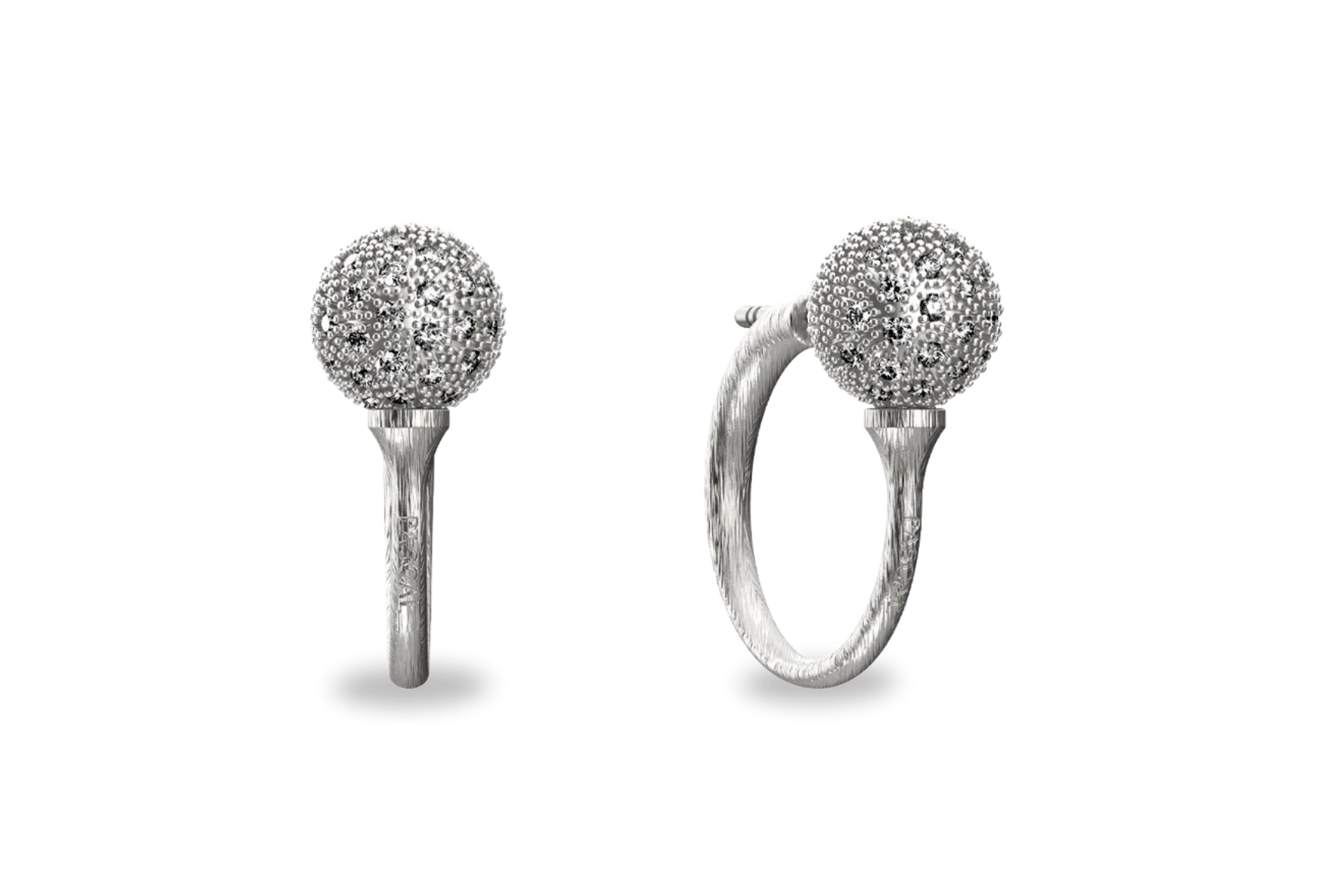 Sable West Club Standard, Pascal Golf Ball and Tee Hoop Earring White Diamond 2026, fine diamond golf jewelry for women, luxury golf accessories