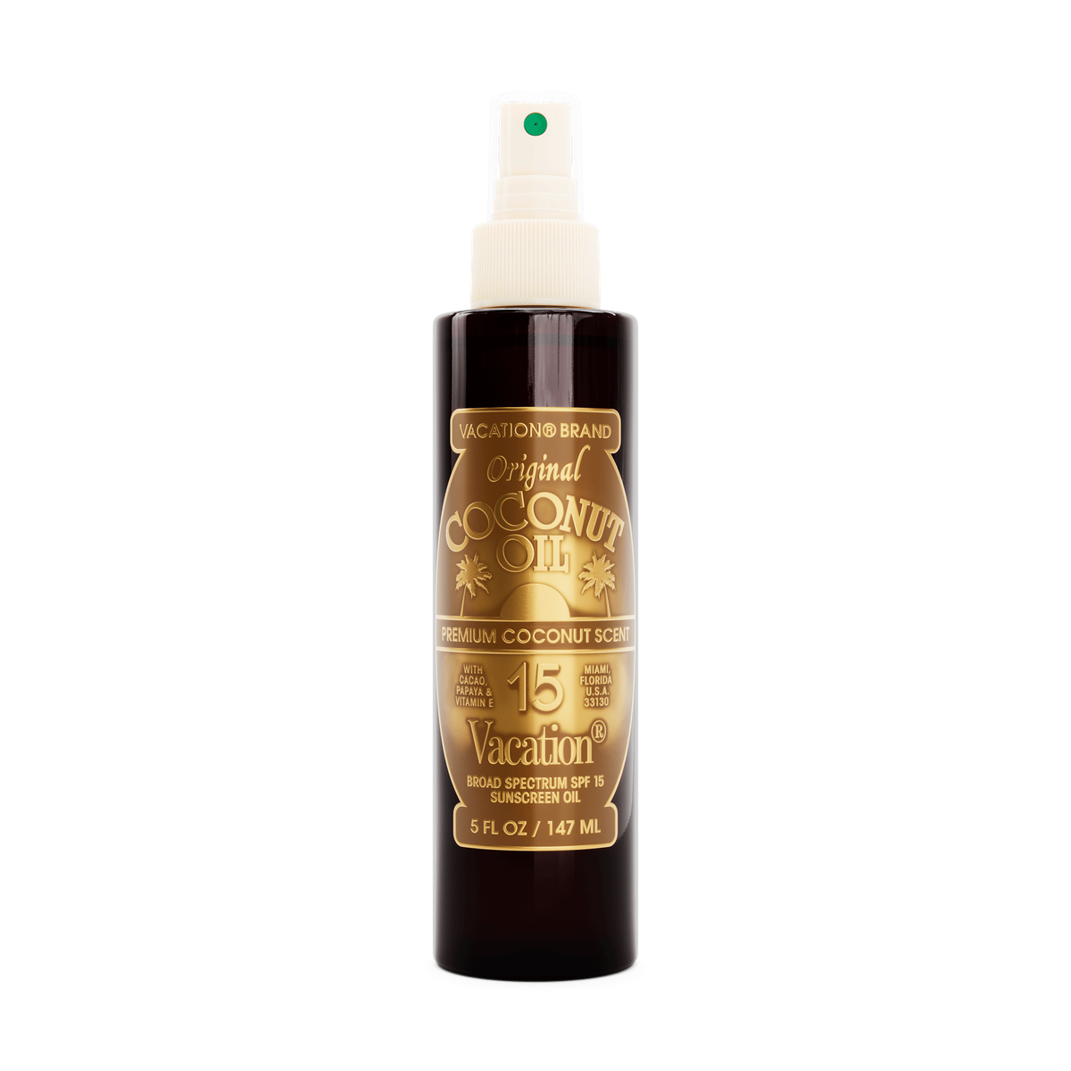 Vacation Original Coconut Oil SPF 15 bottle, 1980s label
