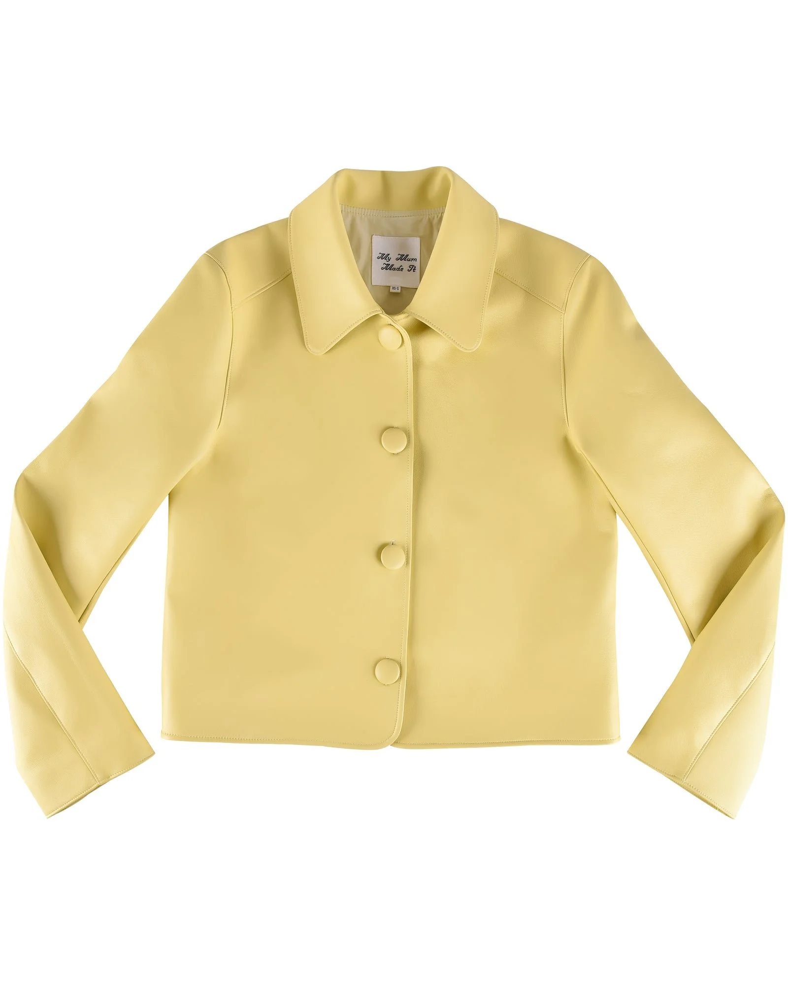 My Mum Made It buttoned sheepskin leather jacket in marigold