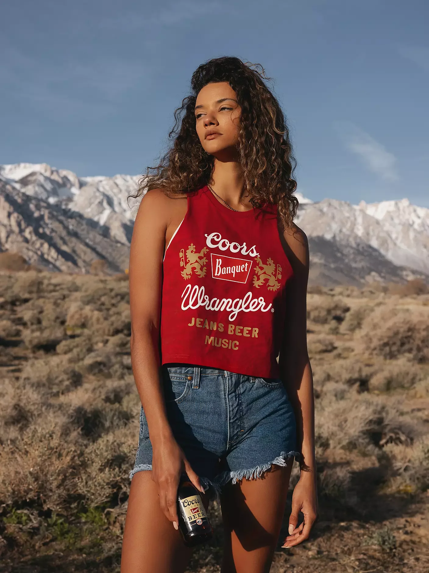 Wrangler x Coors festival tank with vintage beer graphic