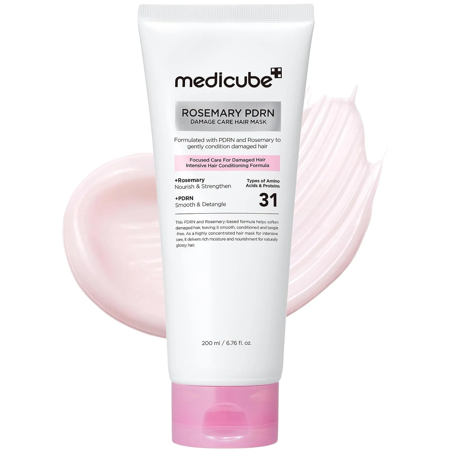 medicube Rosemary PDRN Hair Mask, For Damage & Bonding Care, 6.76 fl.oz | Intensive Bonding Care for Over-Damaged Hair - Liposome PDRN & 31 Proteins