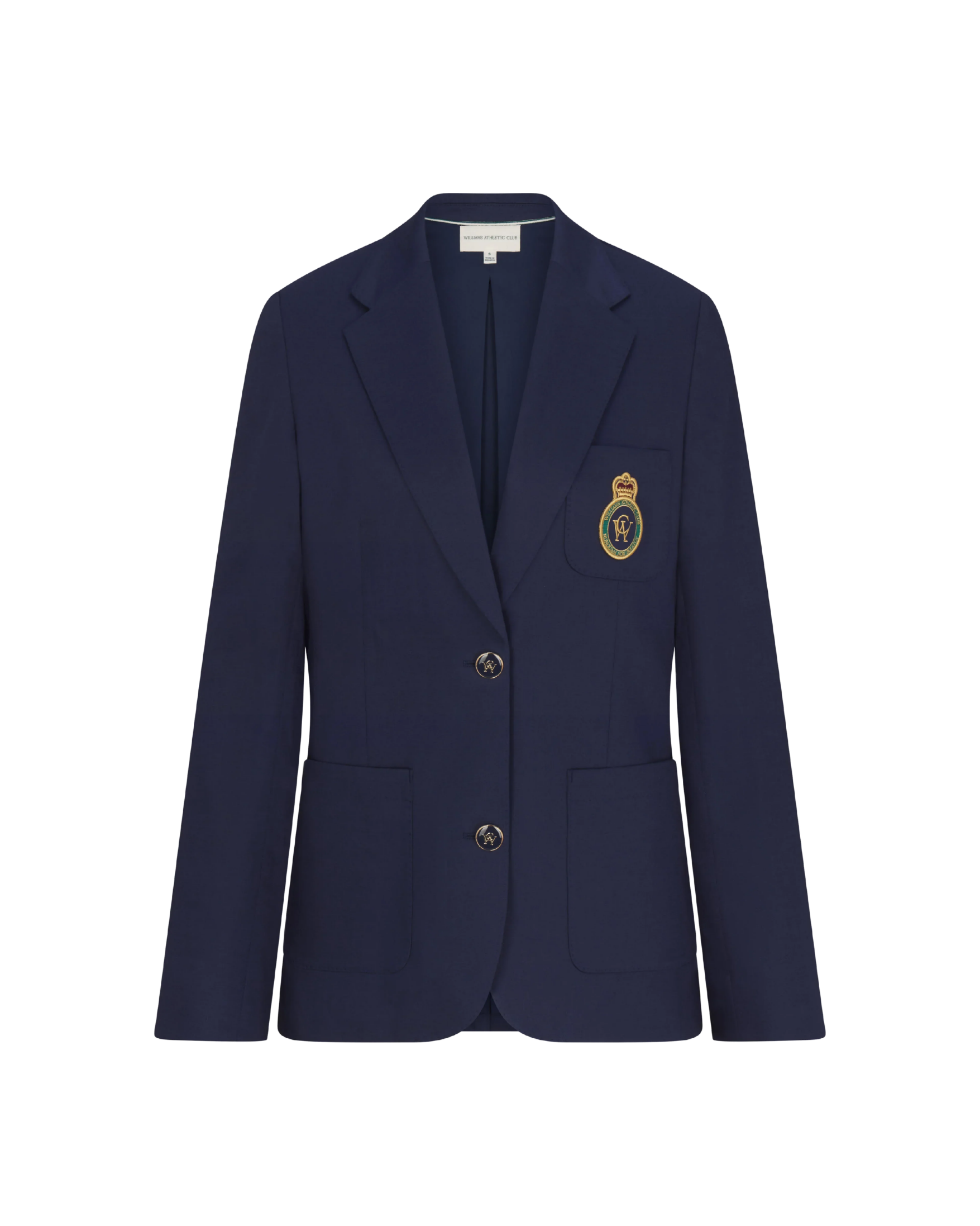 Sable West Club Standard, Williams Athletic Club Jackie Blazer Legacy Navy 2026, crest embroidered women's performance golf blazer, best women's golf blazers