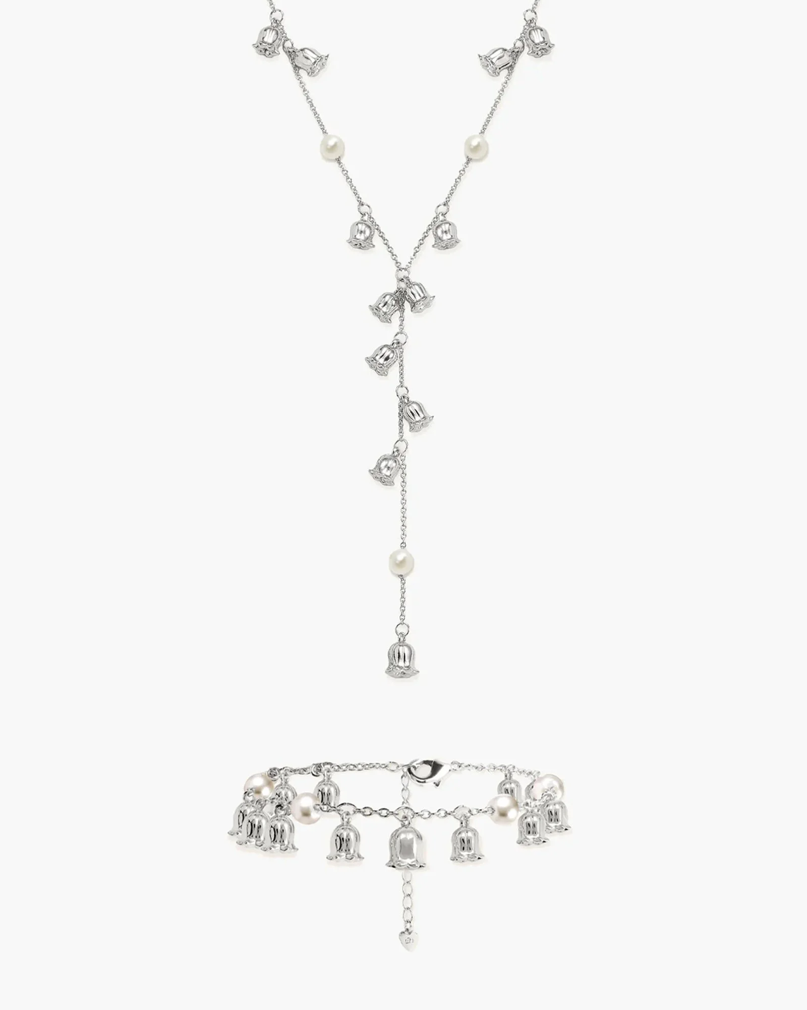 En Route Lily of the Valley pearl lariat and bracelet set