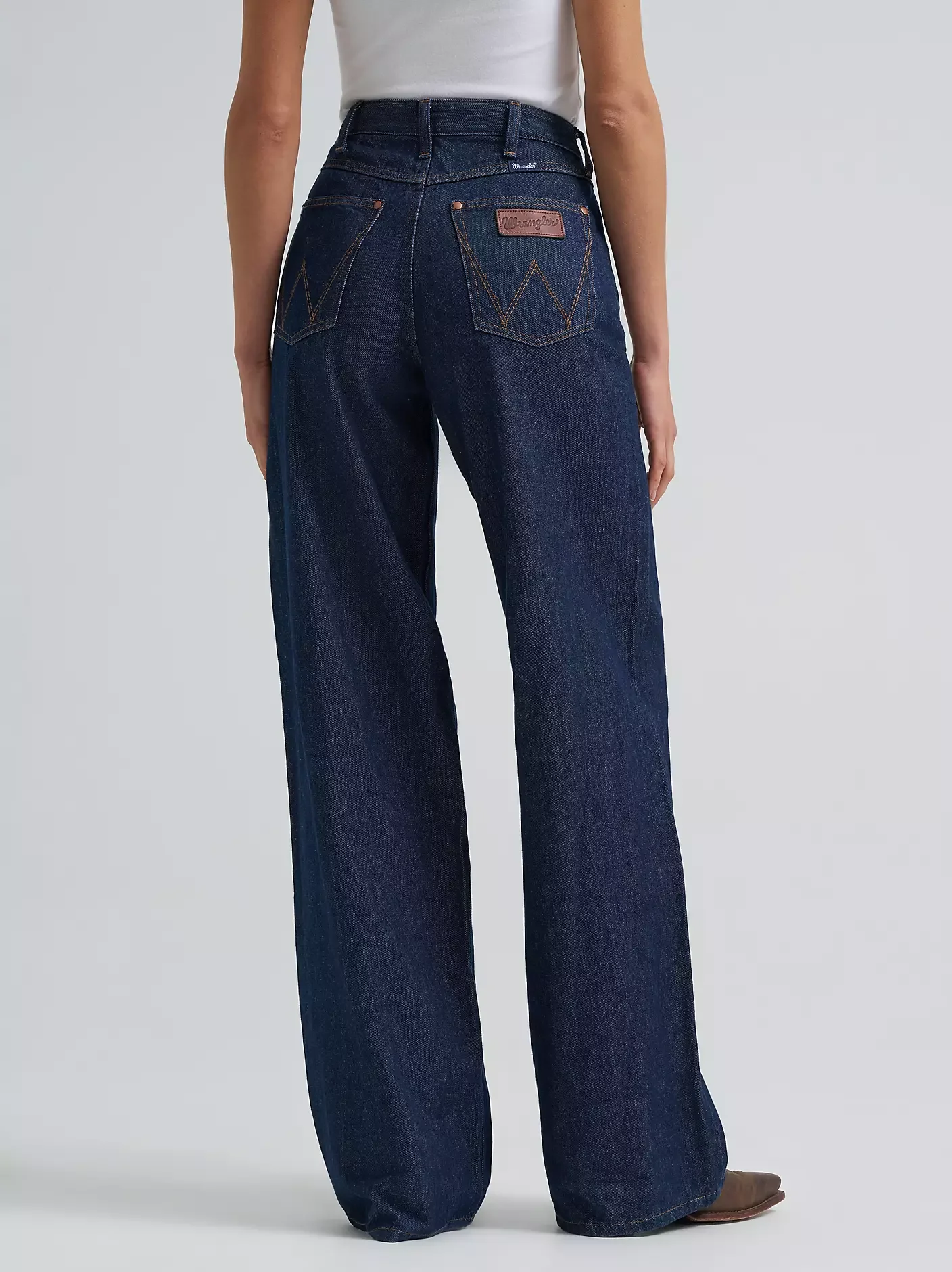 Wrangler Retro Bailey high rise wide leg jean in medium wash denim