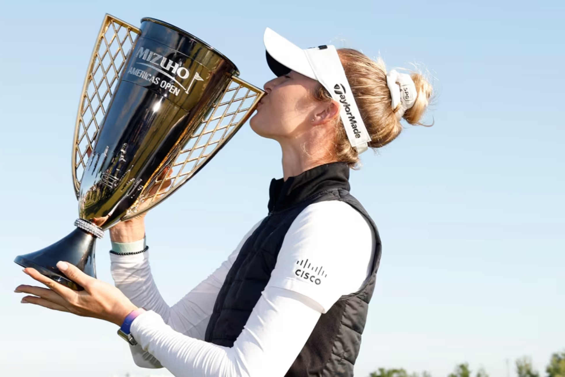 Sable West Club Standard, Nelly Korda celebrates victory at the 2024 Mizuho Americas Open, LPGA World No. 1 wearing TaylorMade, photo Sarah Stier Getty Images