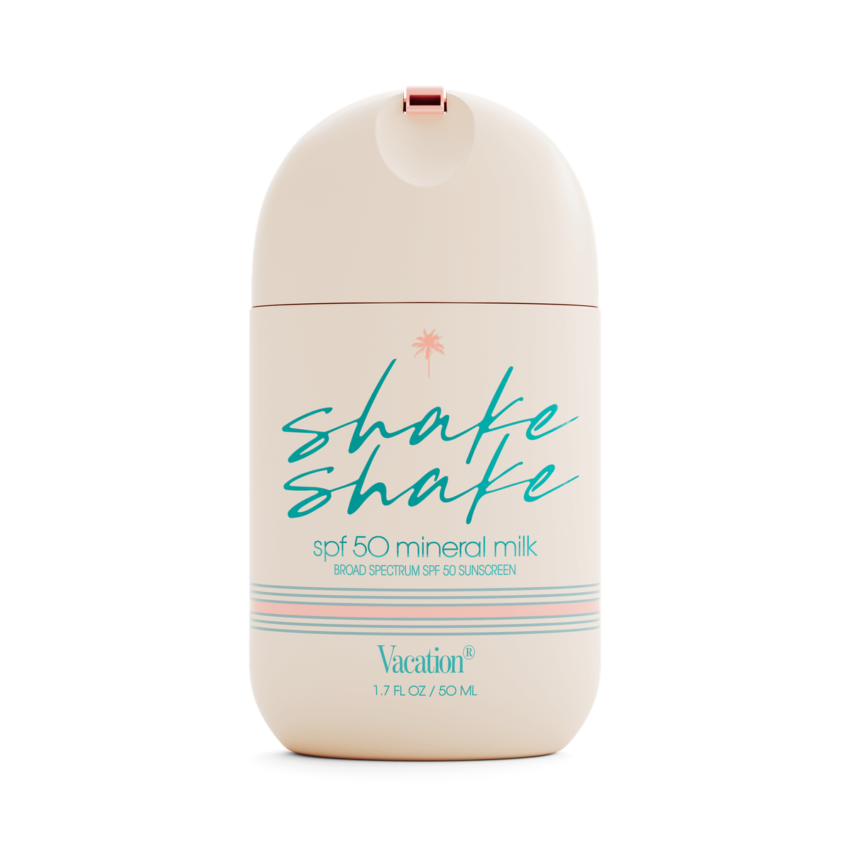 Vacation Shake Shake SPF 50 mineral milk bottle, retro label