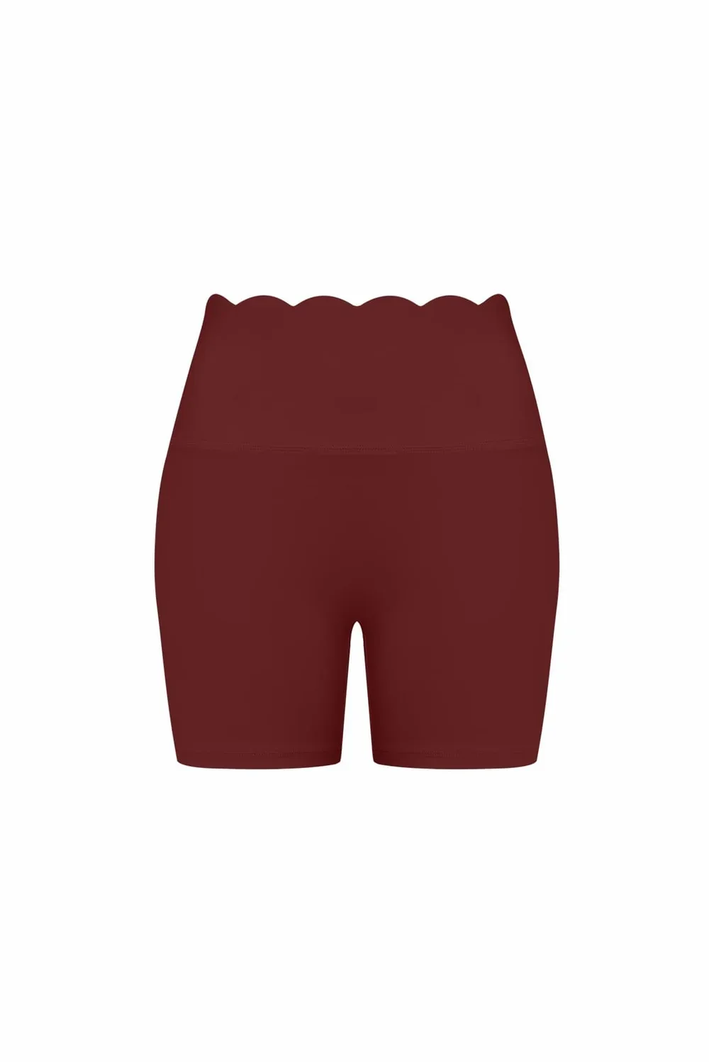 WISKII high-waist scallop scrunch short in mulled wine